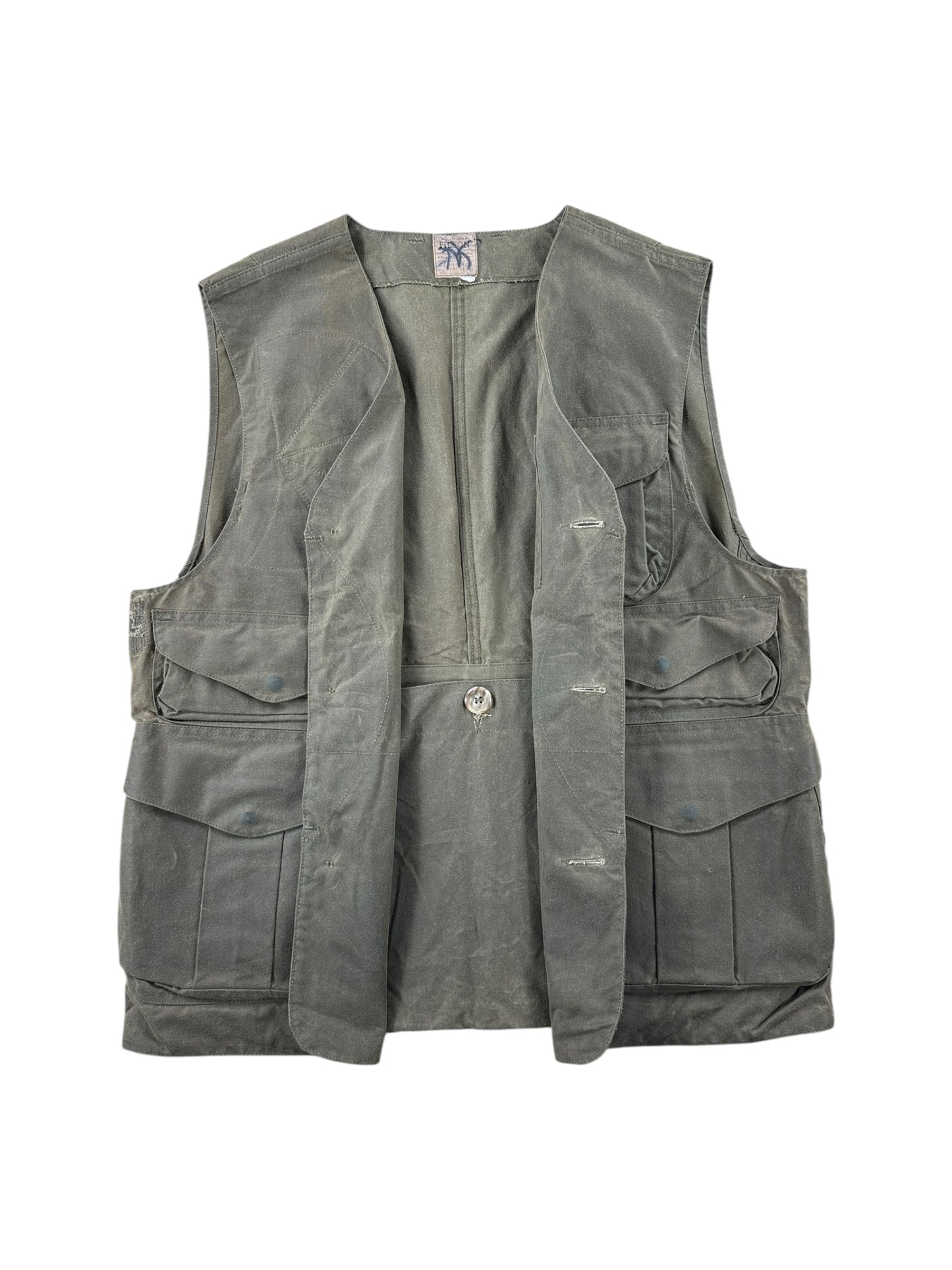 Inside of Vintage 90s Filson Tin Cloth Hunting Vest SZ L