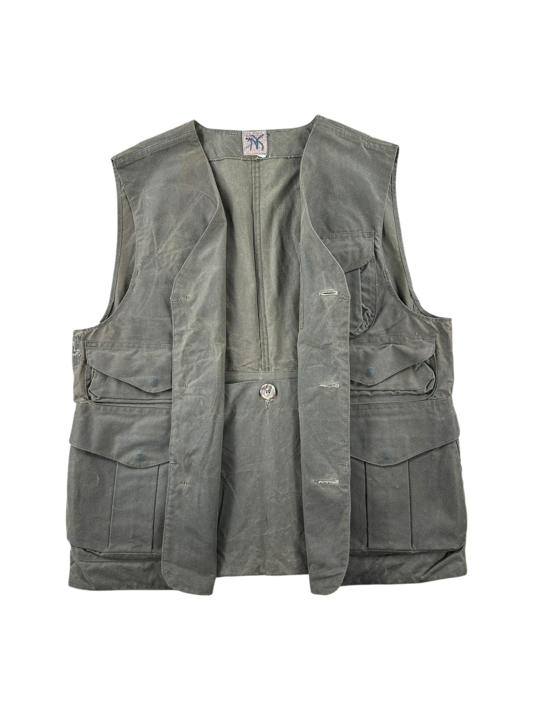 Inside of Vintage 90s Filson Tin Cloth Hunting Vest SZ L
