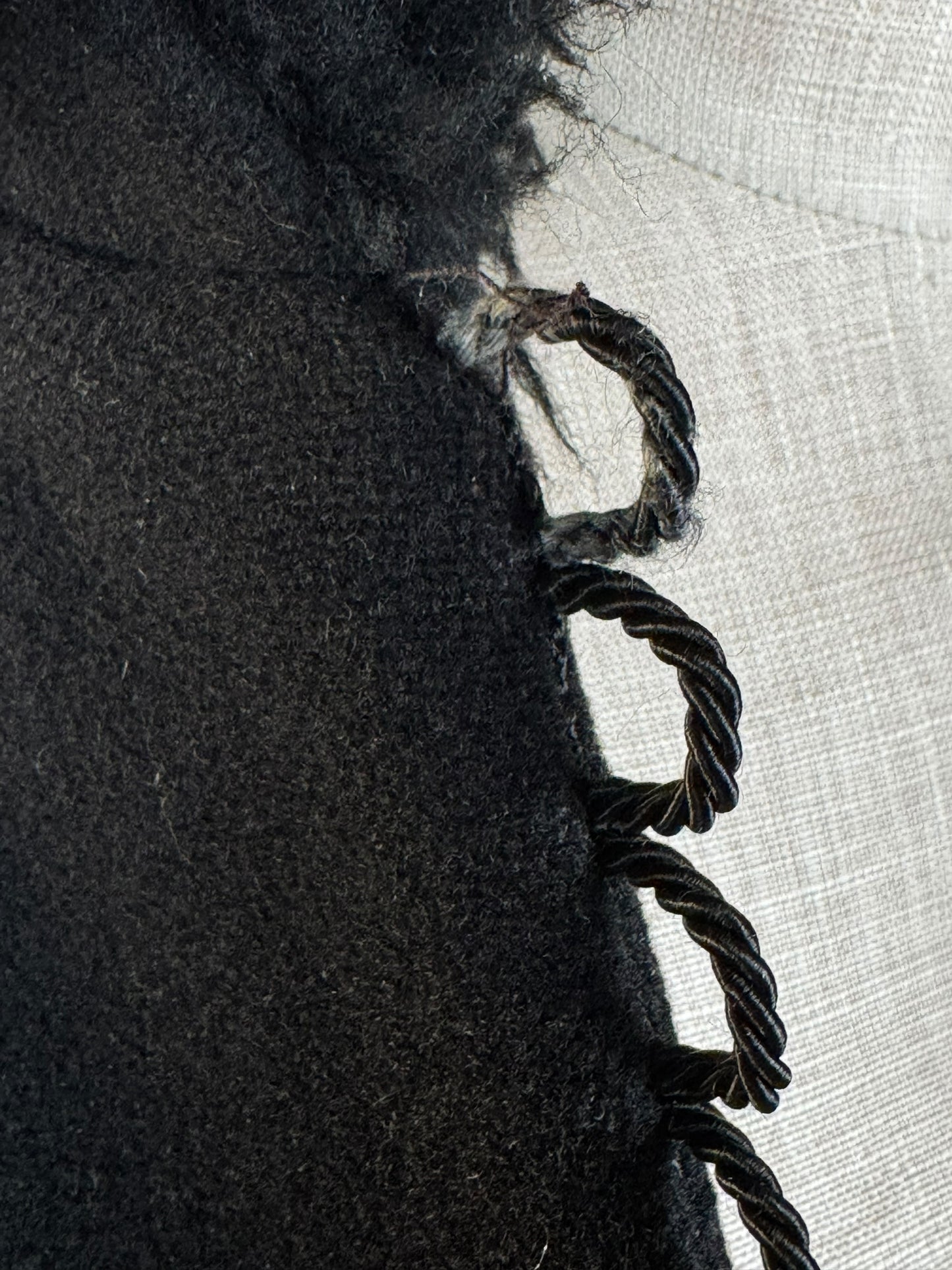 Worn button loops of 1970s Simon Howard Wool Fur Trimmed Coat S