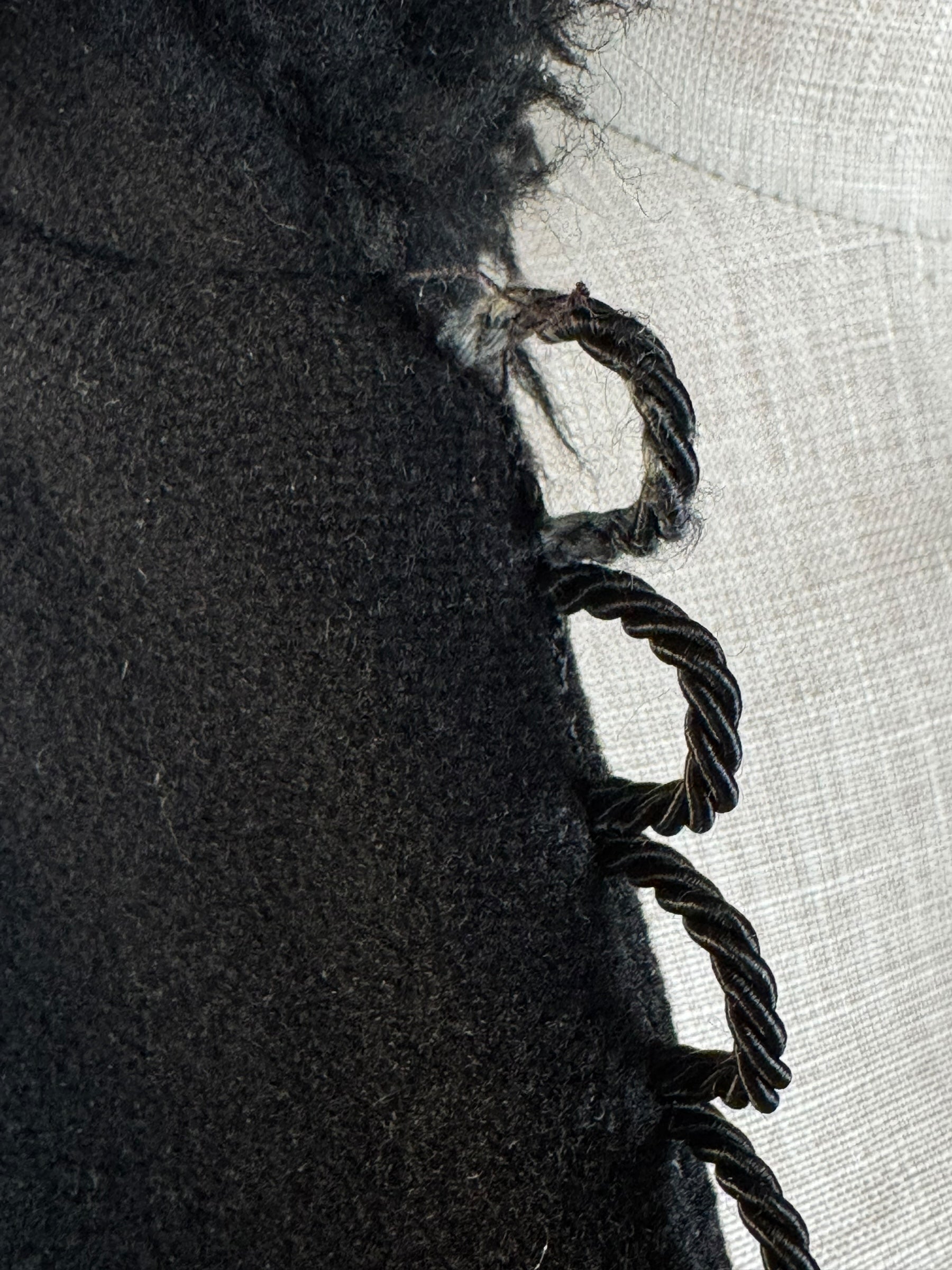 Worn button loops of 1970s Simon Howard Wool Fur Trimmed Coat S