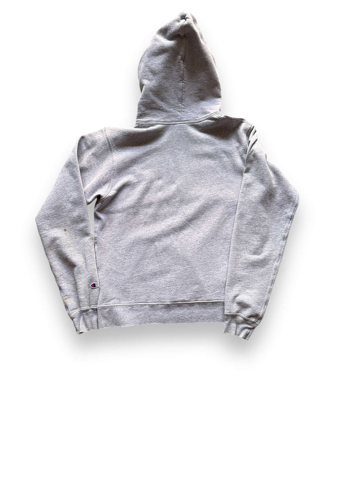 Rear View of Vintage Champion Heather Grey Terry Fleece Hoodie SZ L