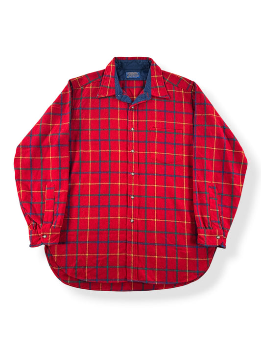 Front of Vintage Red & Yellow Pendleton Flannel SZ L
