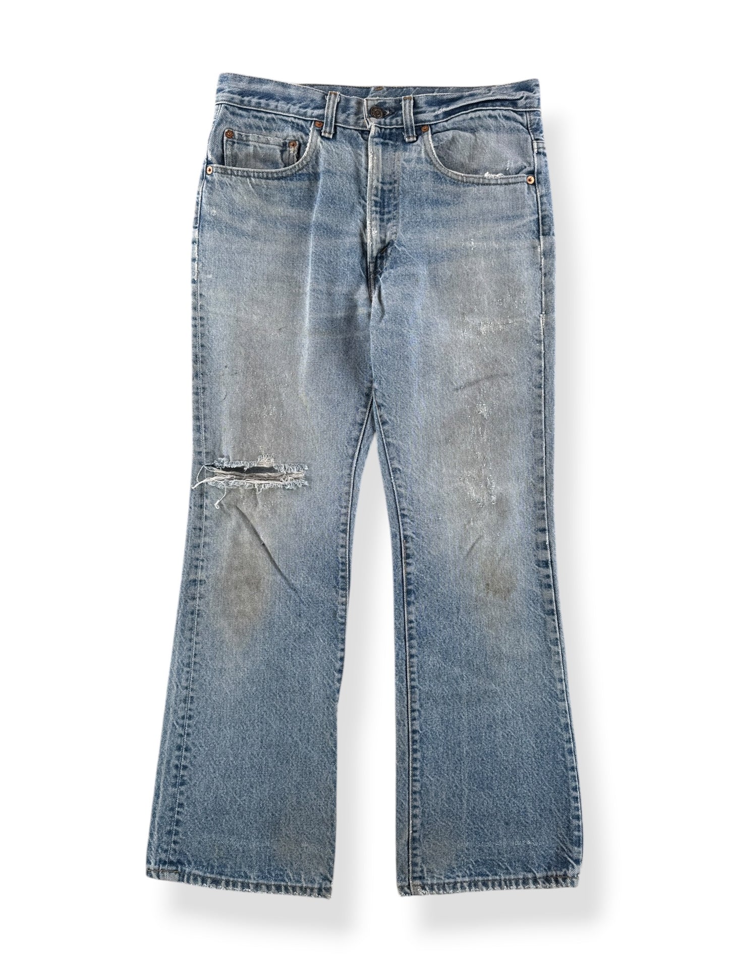 Front of Vintage 70s Talon Zip Levis 517 Jeans W32