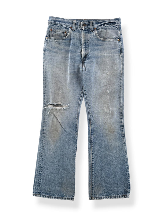 Front of Vintage 70s Talon Zip Levis 517 Jeans W32