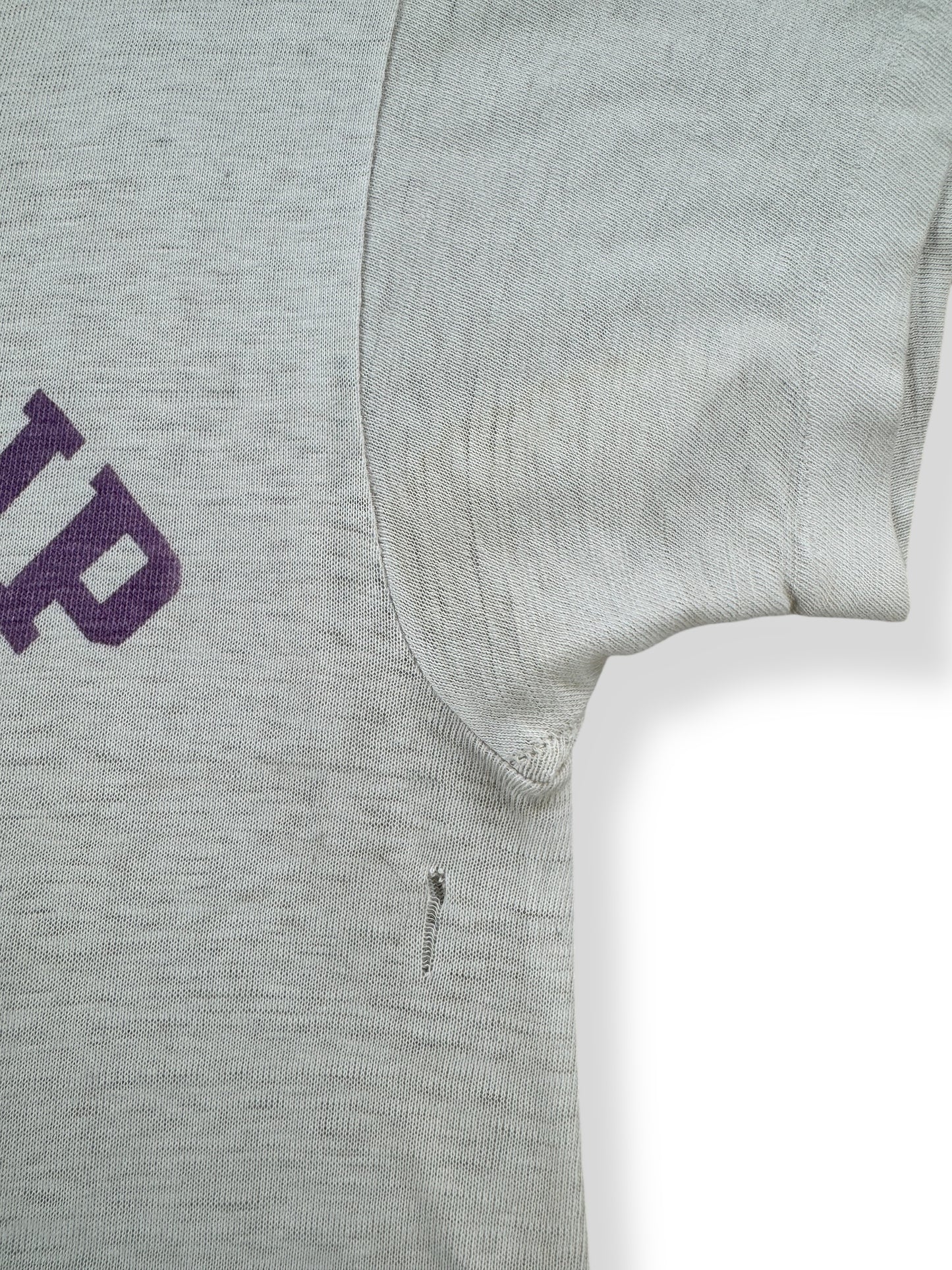 Hole on Vintage 60s Era Russell Southern St Phillip Phys Ed Tee SZ S