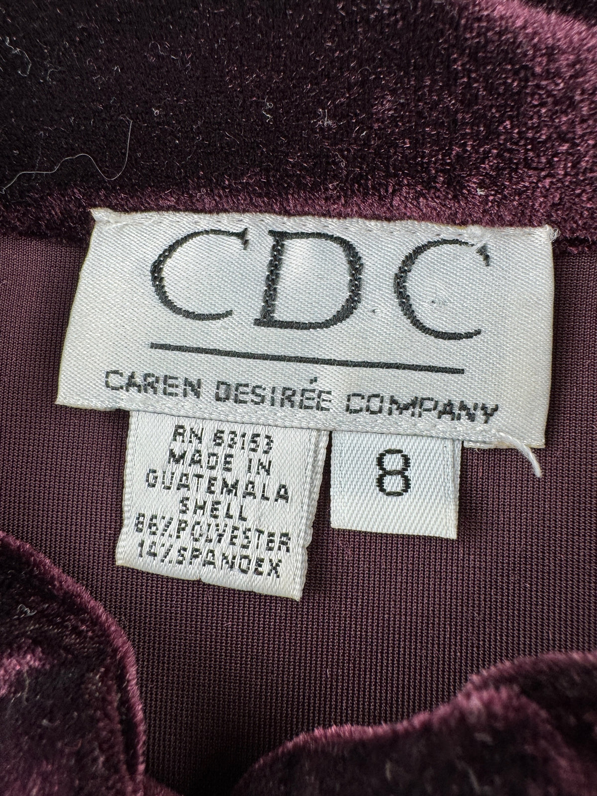 Tags on Vintage Burgundy Velvet Midi Dress SZ M