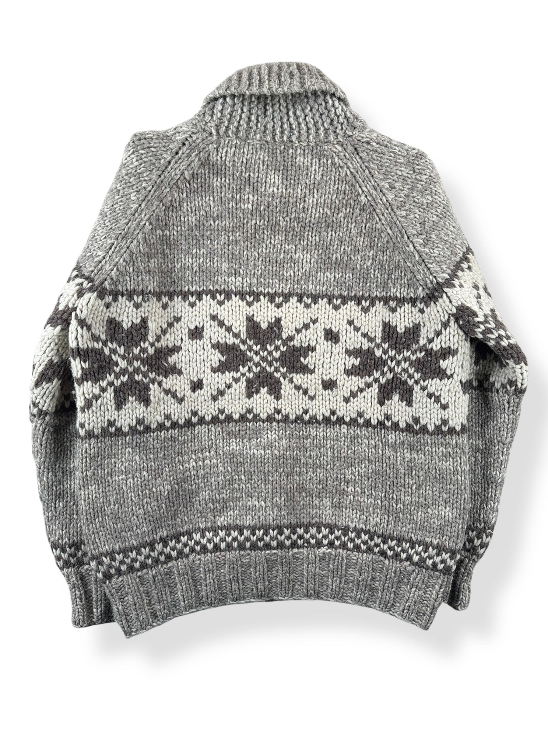 Back of Vintage Snowflake Pattern Cowichan Style Sweater SZ M