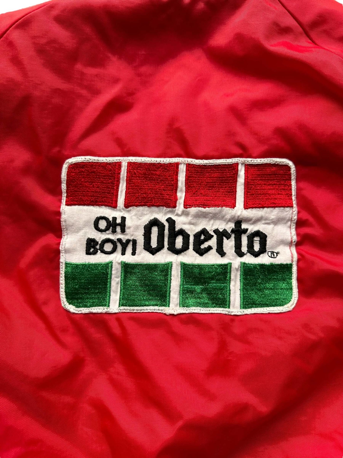 Back Embroidery on Vintage Oh Boy Oberto Coaches Jacket SZ XL