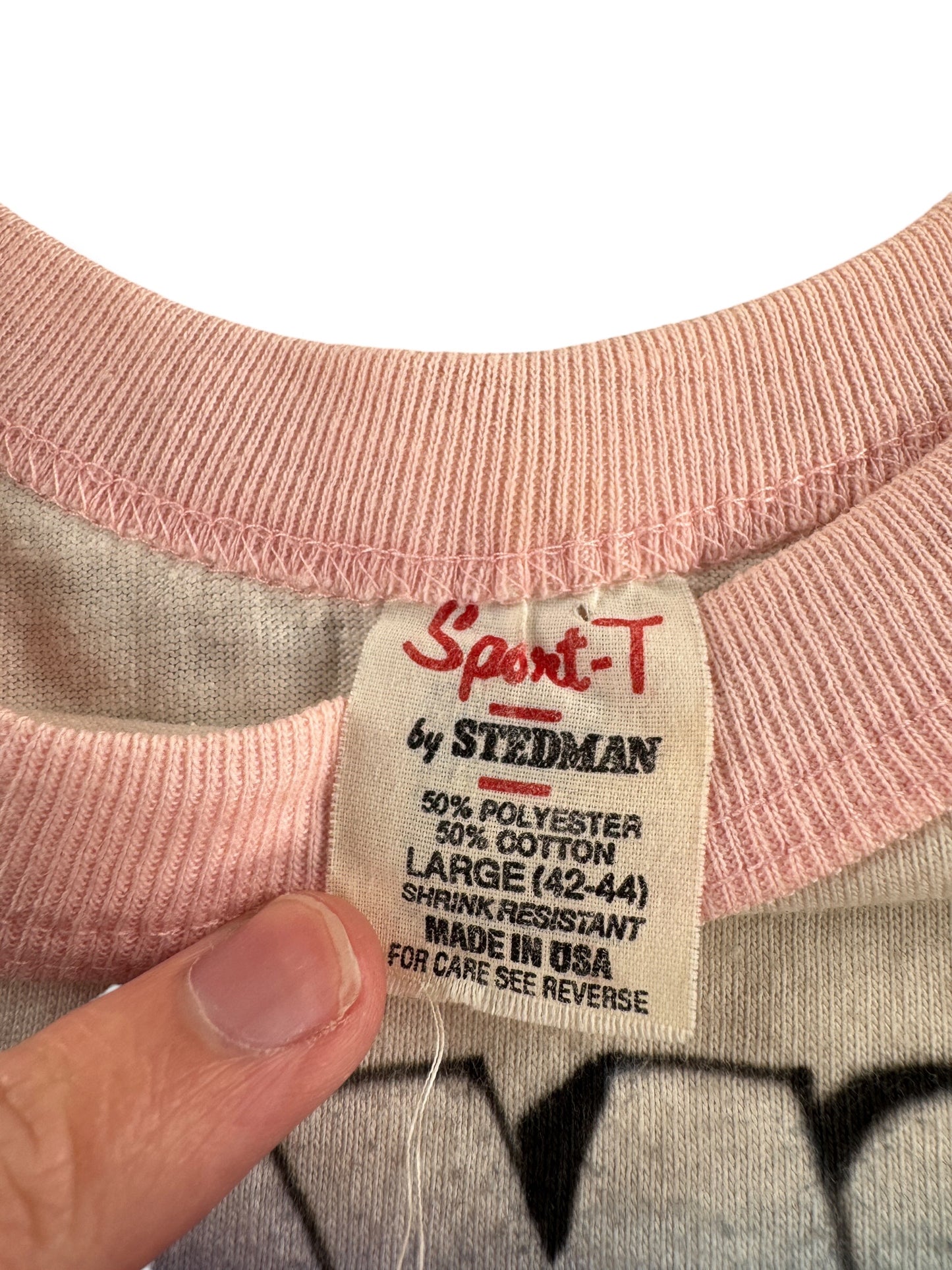 Tag on Vintage '58 Plymouth Airbrushed Baseball Tee SZ L