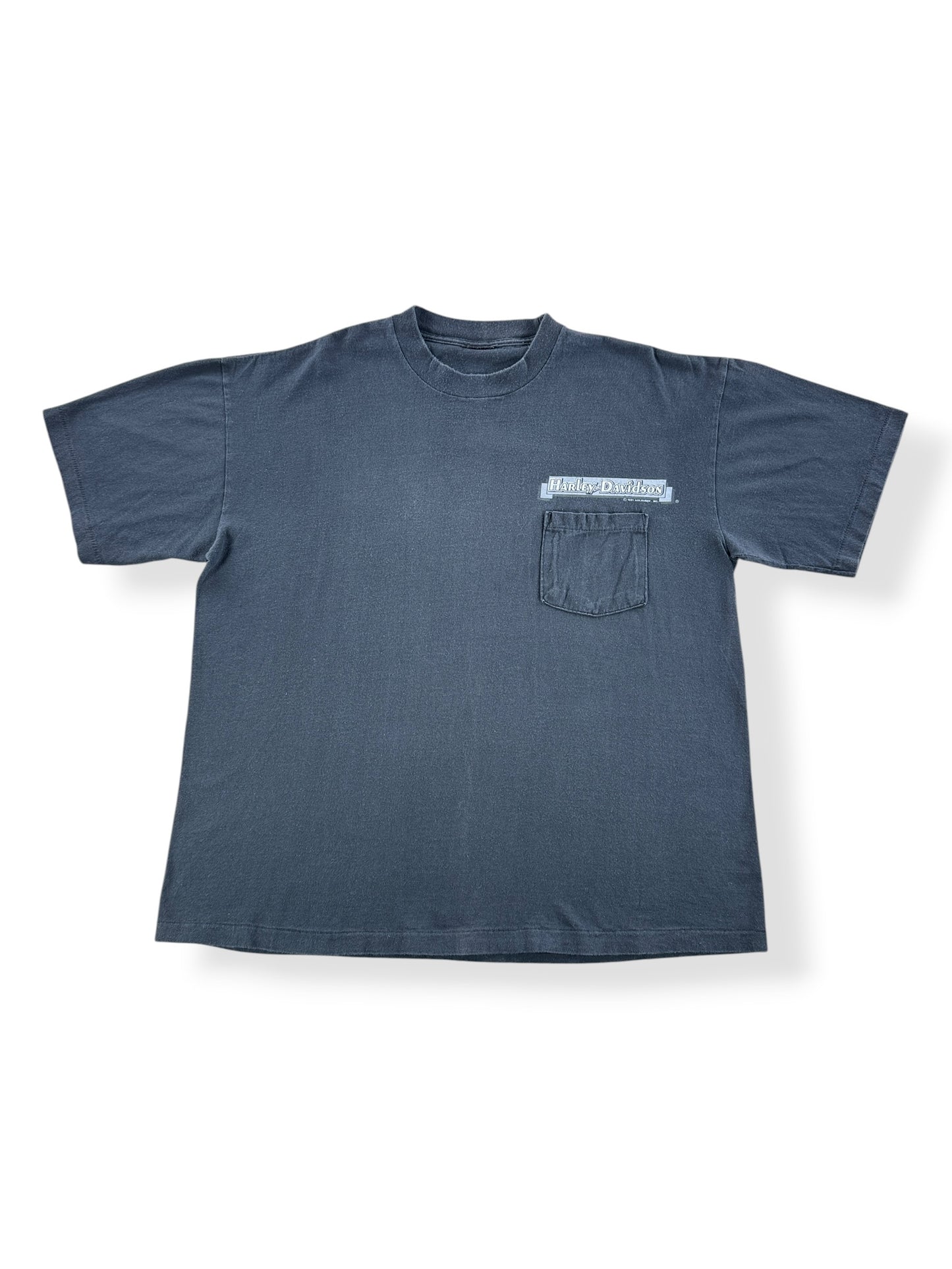 Front of Vintage Harley Davidson of Tacoma Single Stitch Pocket Tee SZ XL