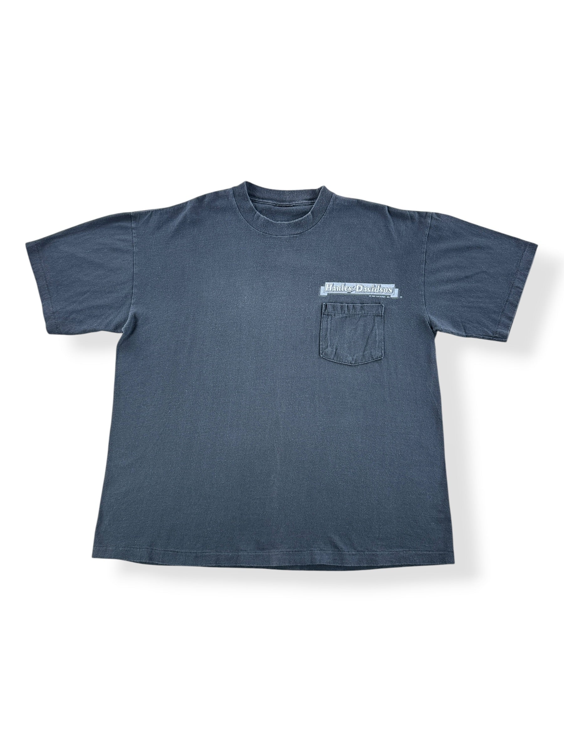 Front of Vintage Harley Davidson of Tacoma Single Stitch Pocket Tee SZ XL