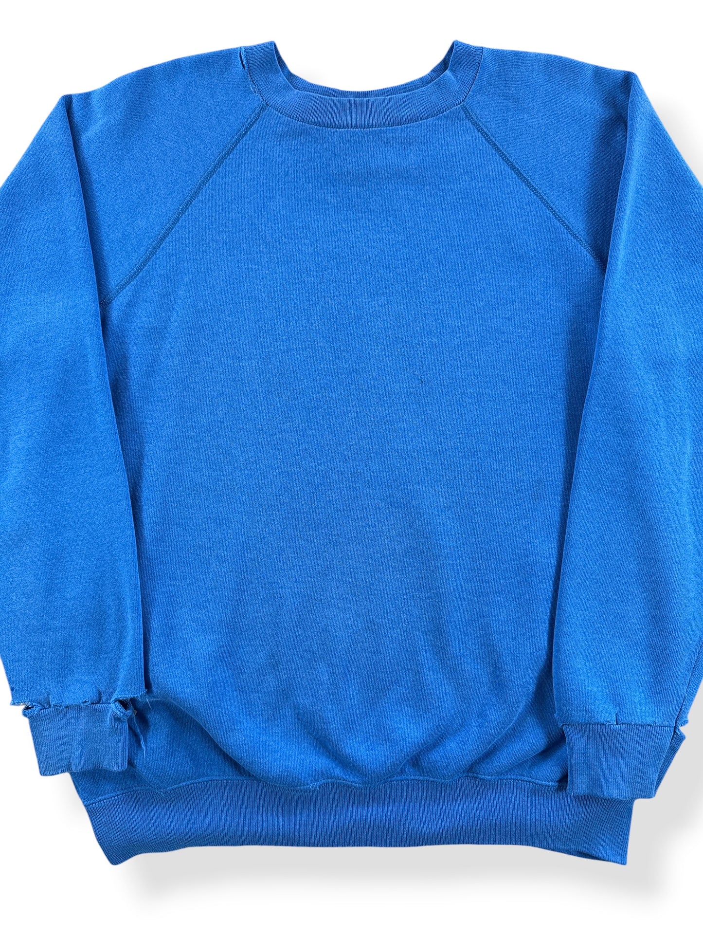 Front Close Up of Vintage Blue Hanes Crewneck SZ L (Fits M)