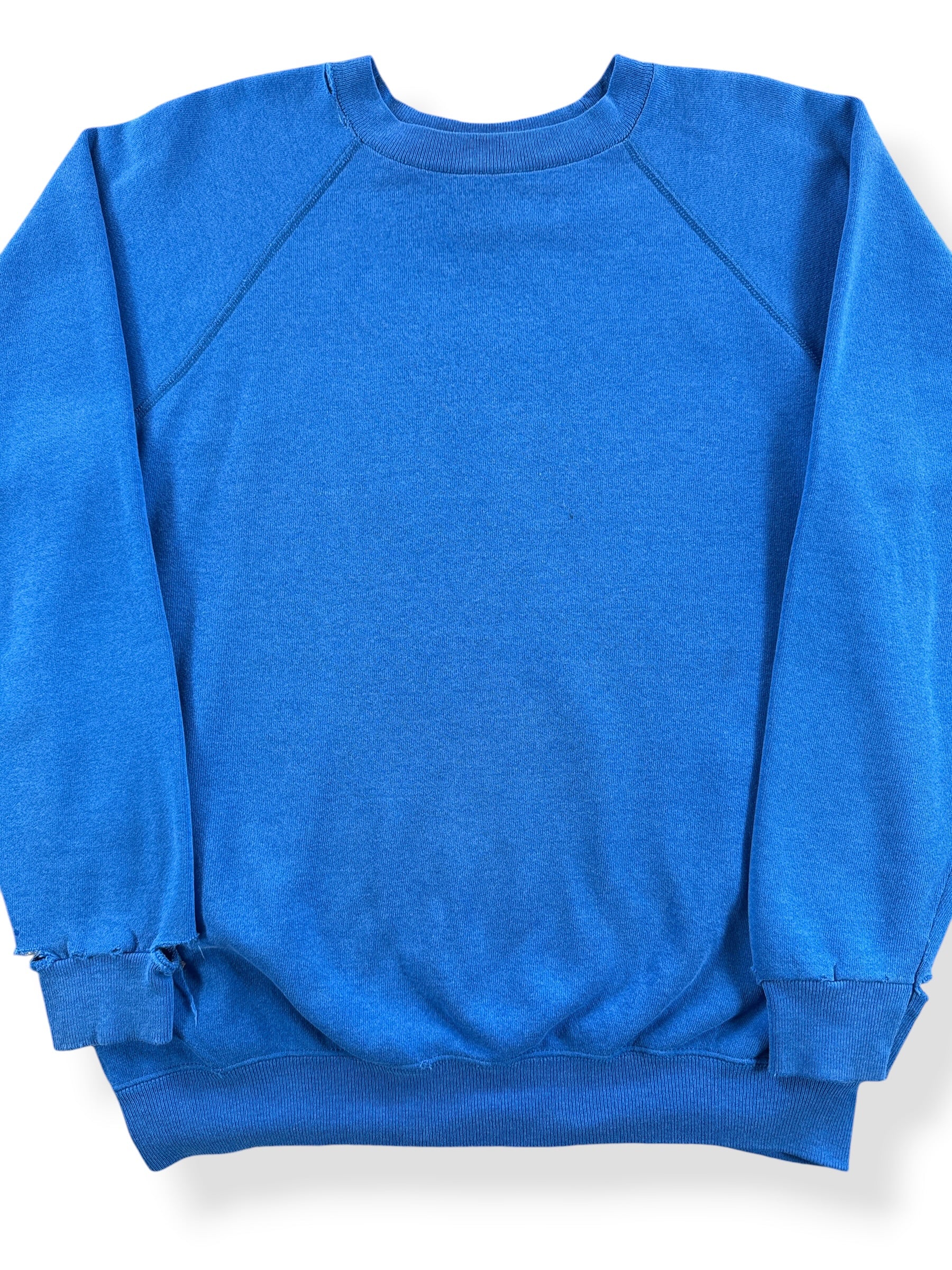 Front Close Up of Vintage Blue Hanes Crewneck SZ L (Fits M)