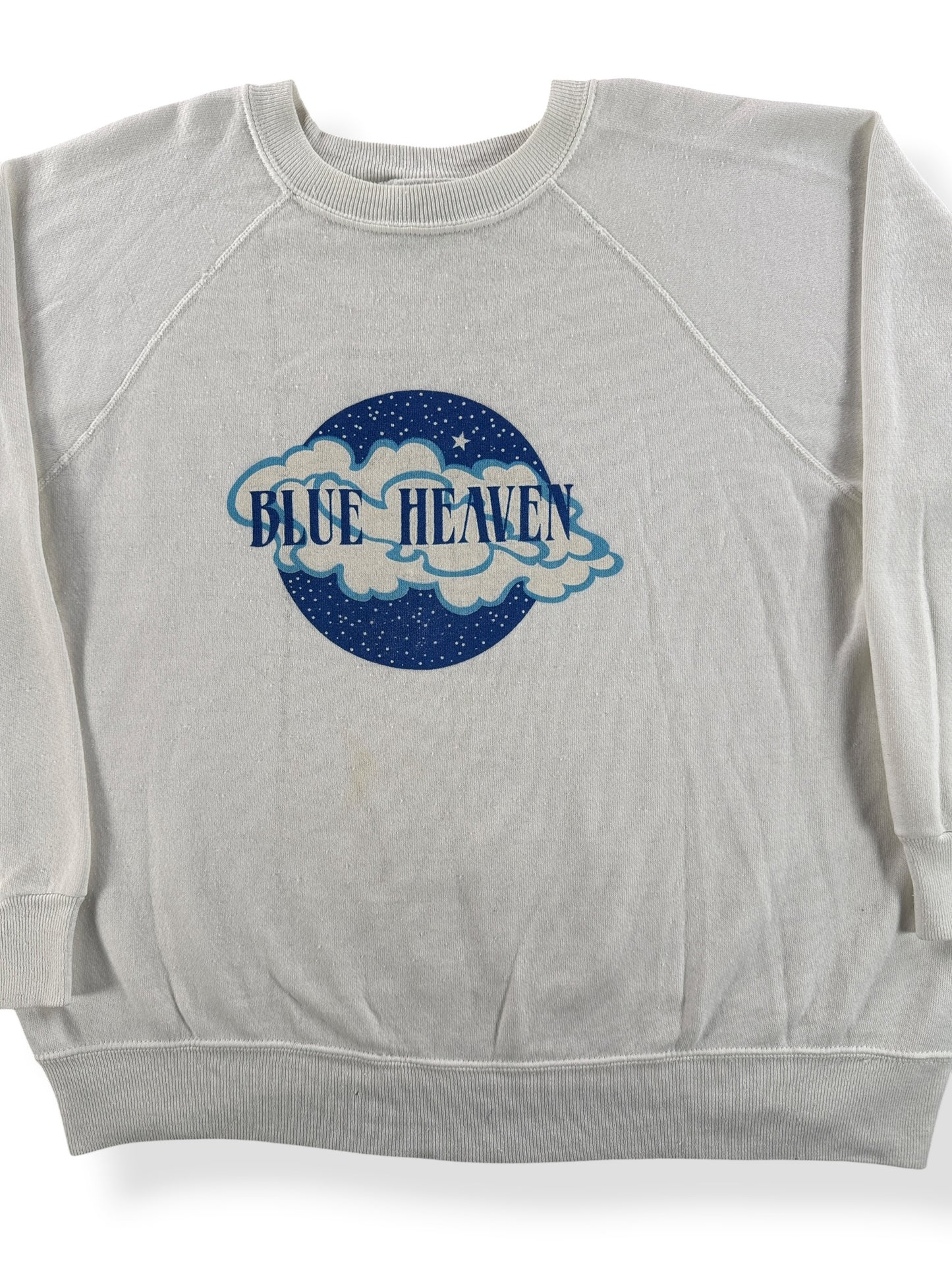 Front Close Up of Vintage Blue Heaven Crewneck SZ XL (Fits L)