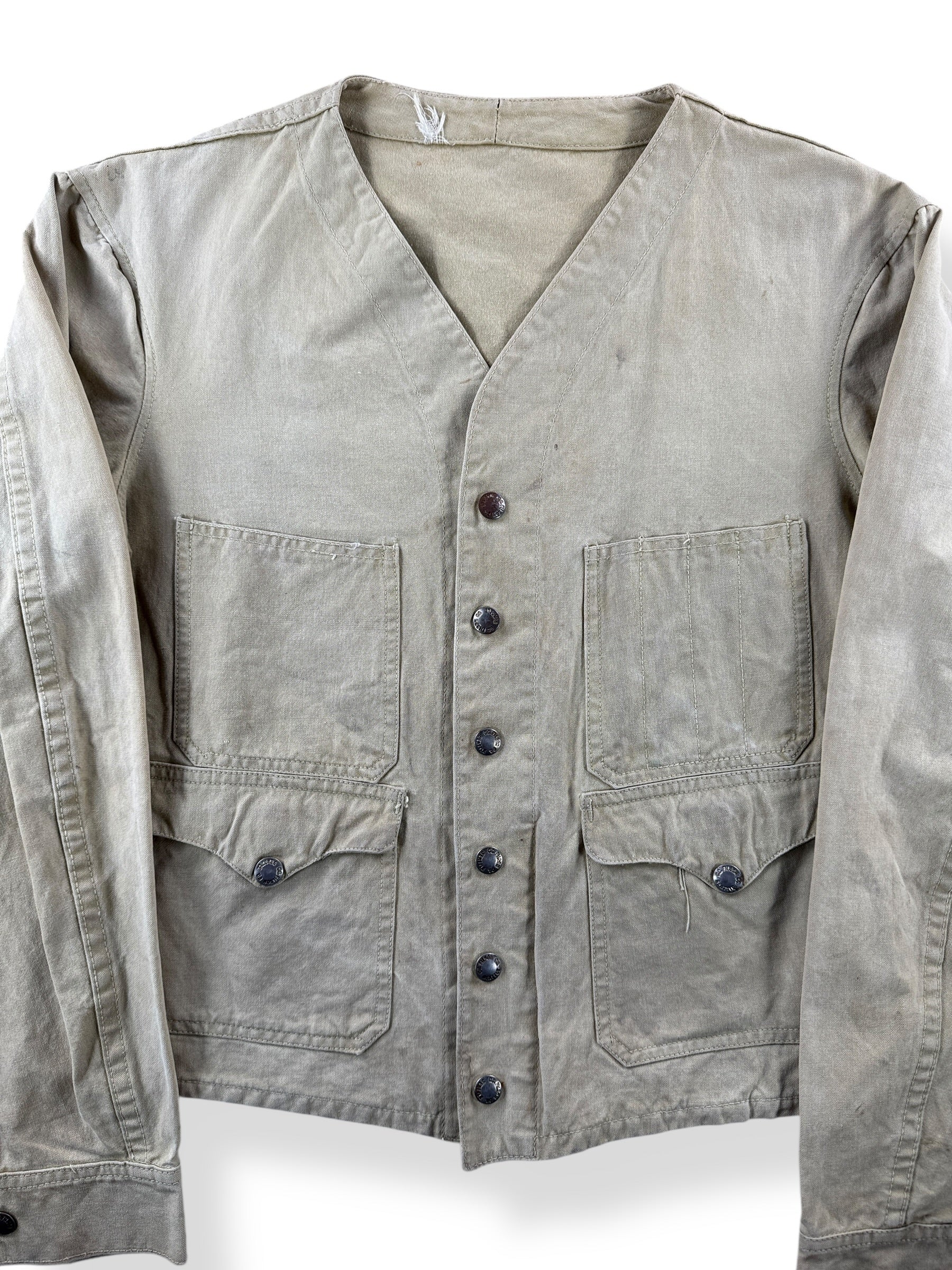 Front Close of Vintage 40s Era Filson Vest With Sleeves SZ 36