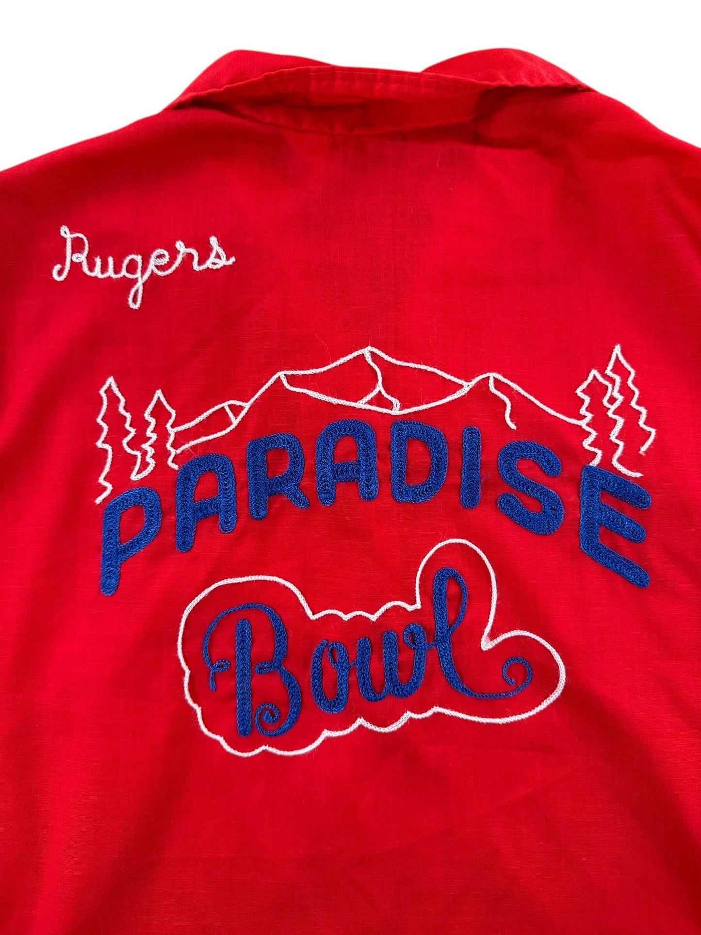 Back Graphic of Vintage Paradise Bowl Ladies Bowling Shirt SZ S