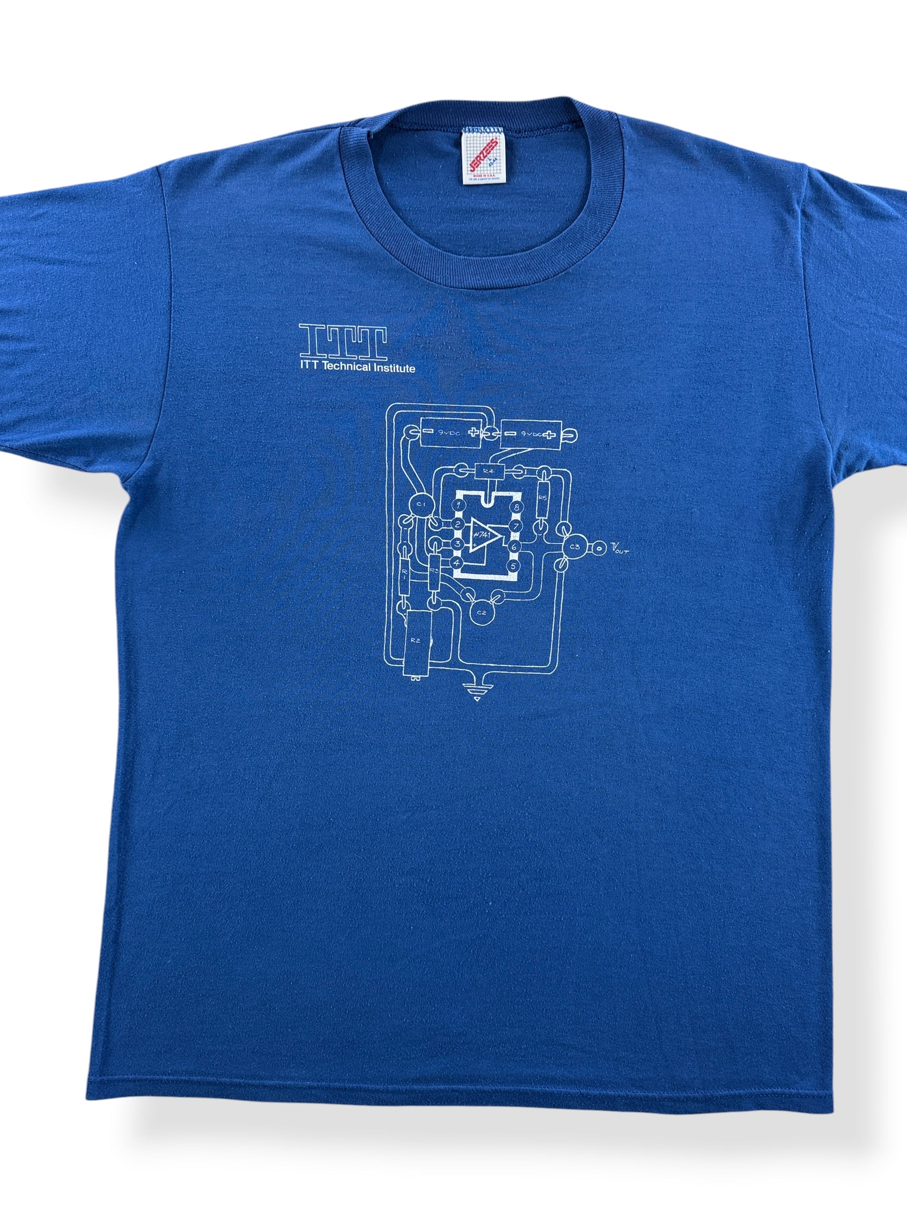 Front Close Up of Vintage ITT Diagram Tee SZ L