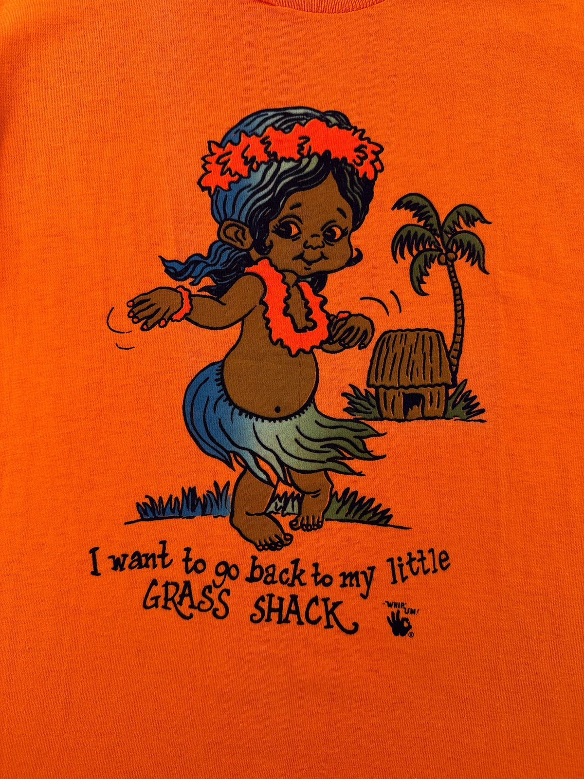 Graphic on Vintage 70s NOS Grass Shack Tee SZ L (Fits XS)