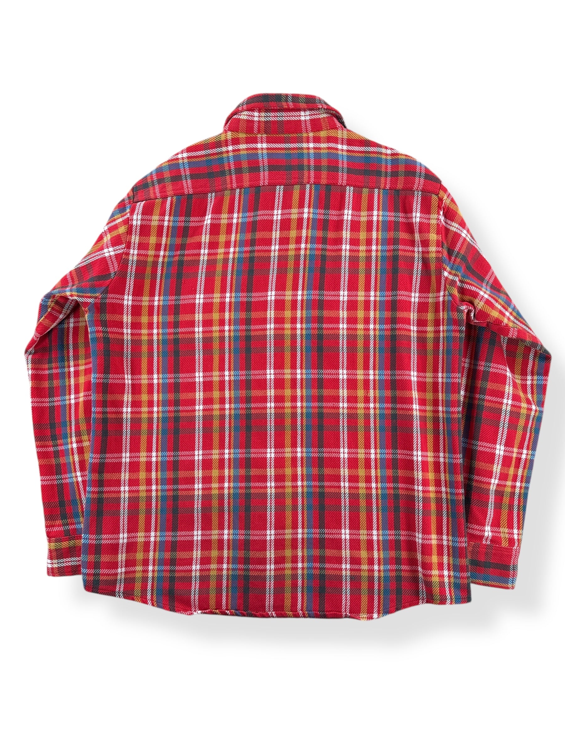 Back of Vintage 70s Era Red Blue Gold Big Mac Cotton Flannel SZ L