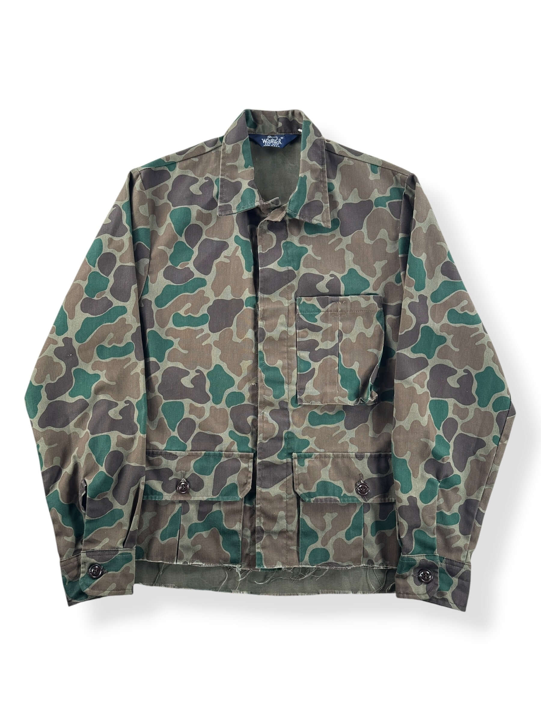 Front of Vintage Woolrich Duck Camo Jacket SZ M - AS IS