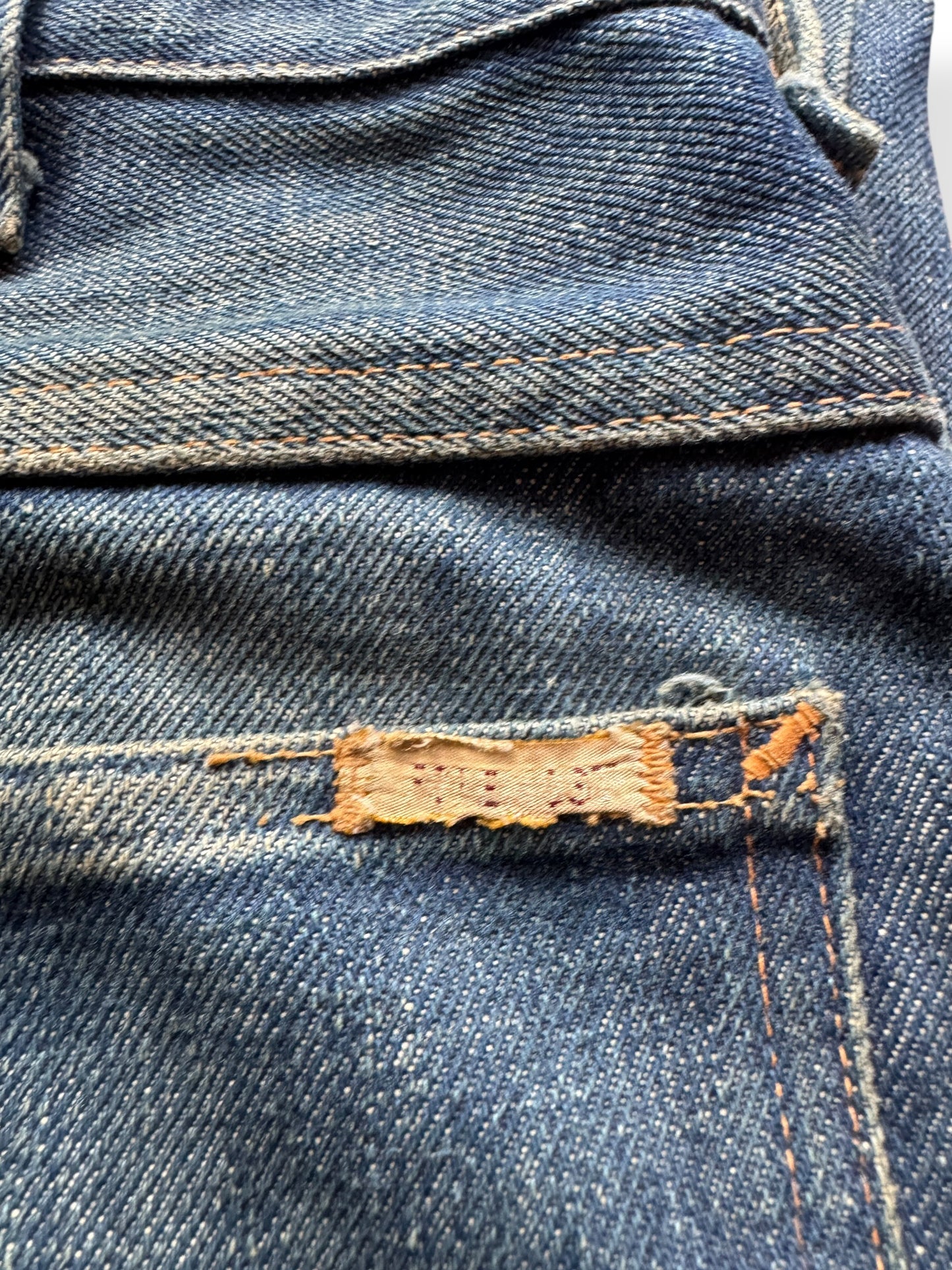Label on Vintage Dark Wash Penney's Foremost Half Selvedge Jeans W33