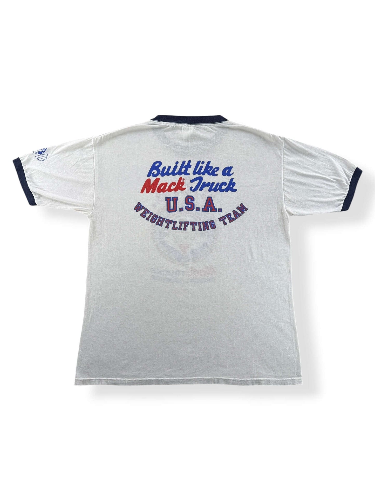 Back of Vintage Mack Truck Weightlifting Tee SZ XL (Fits L)