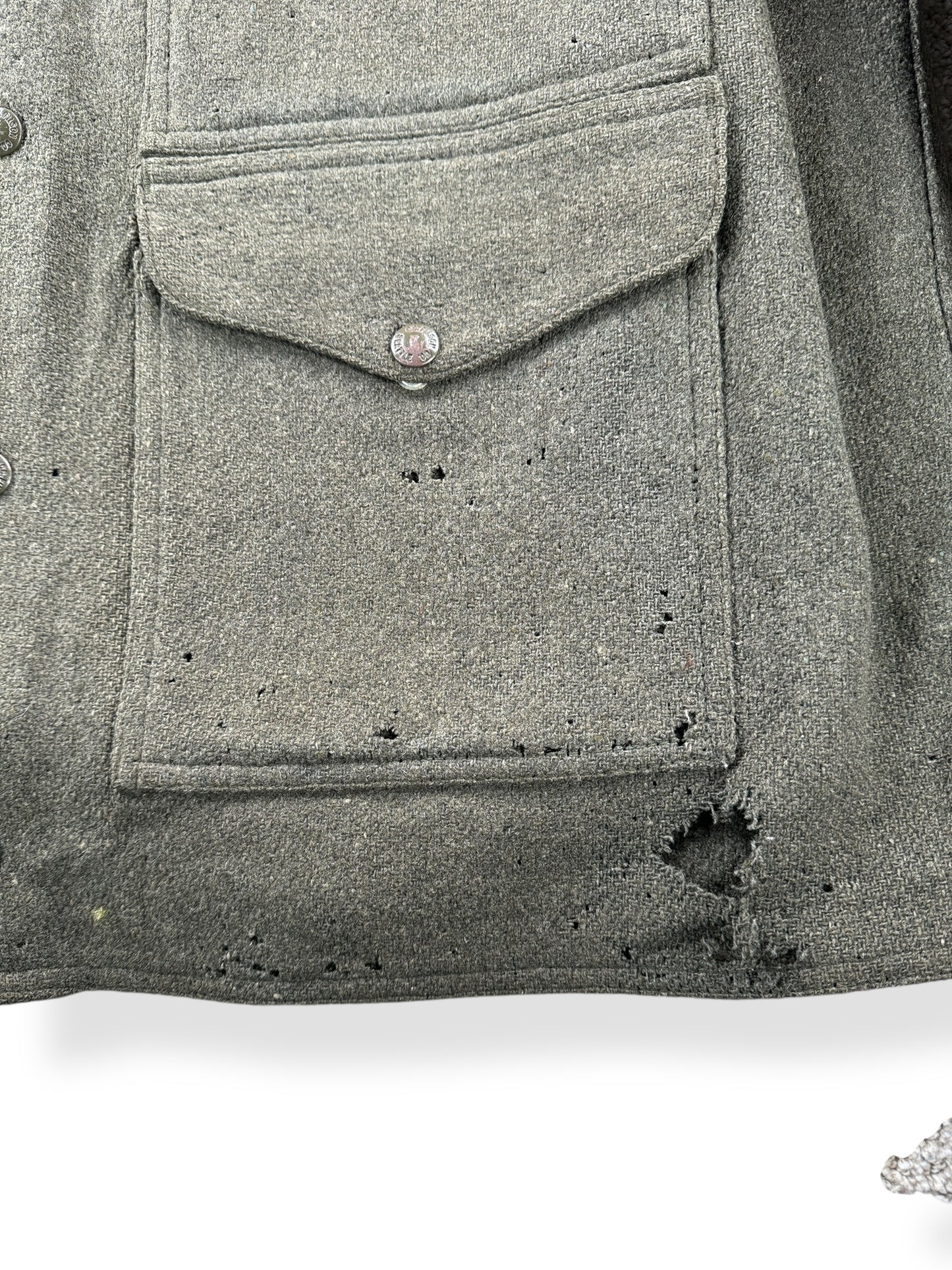 Holes on Vintage Filson Wool/Nylon Blend Jacket SZ L AS IS