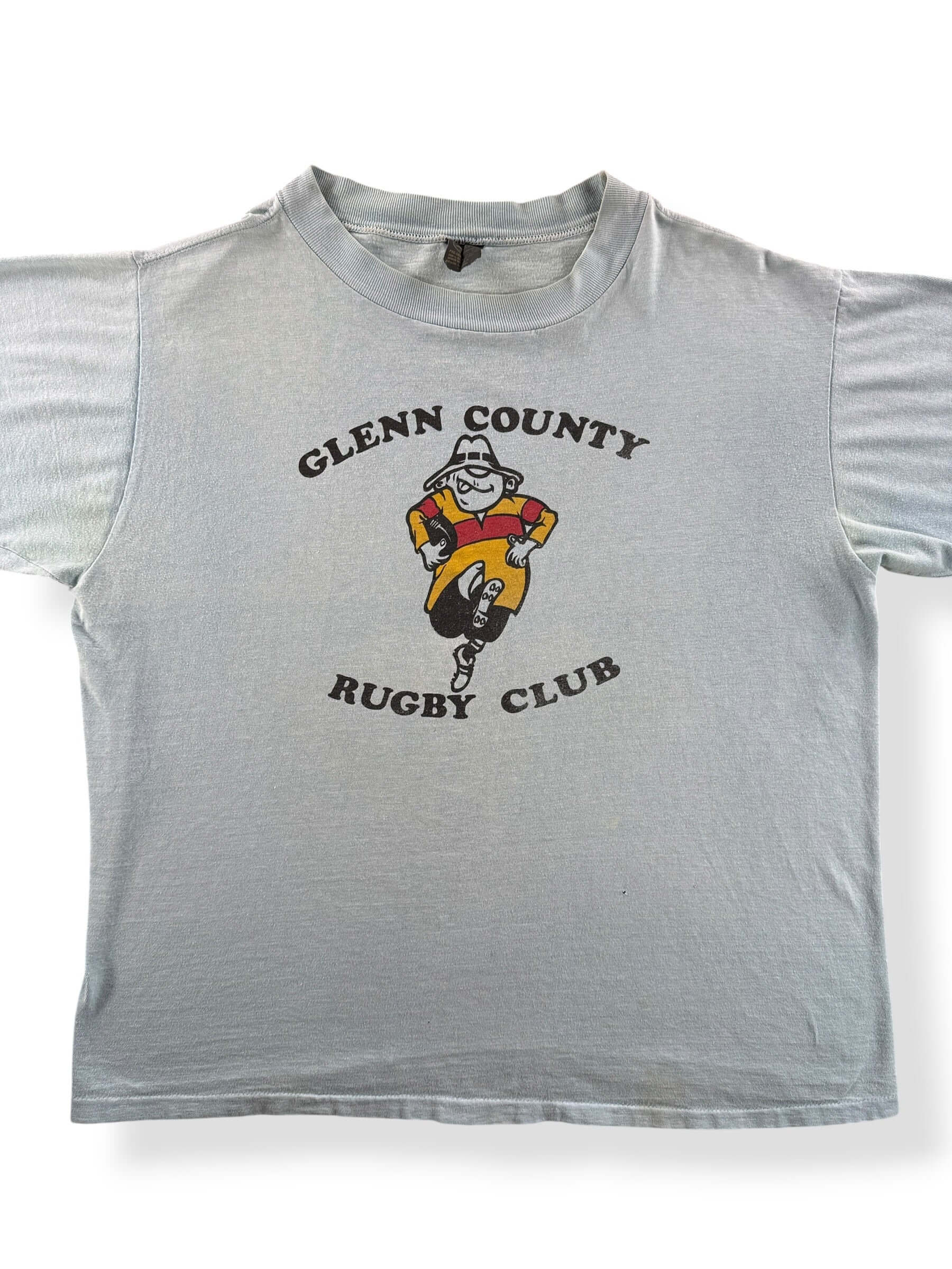 Front Close Up of Vintage Glenn County Rugby Club Tee SZ XL