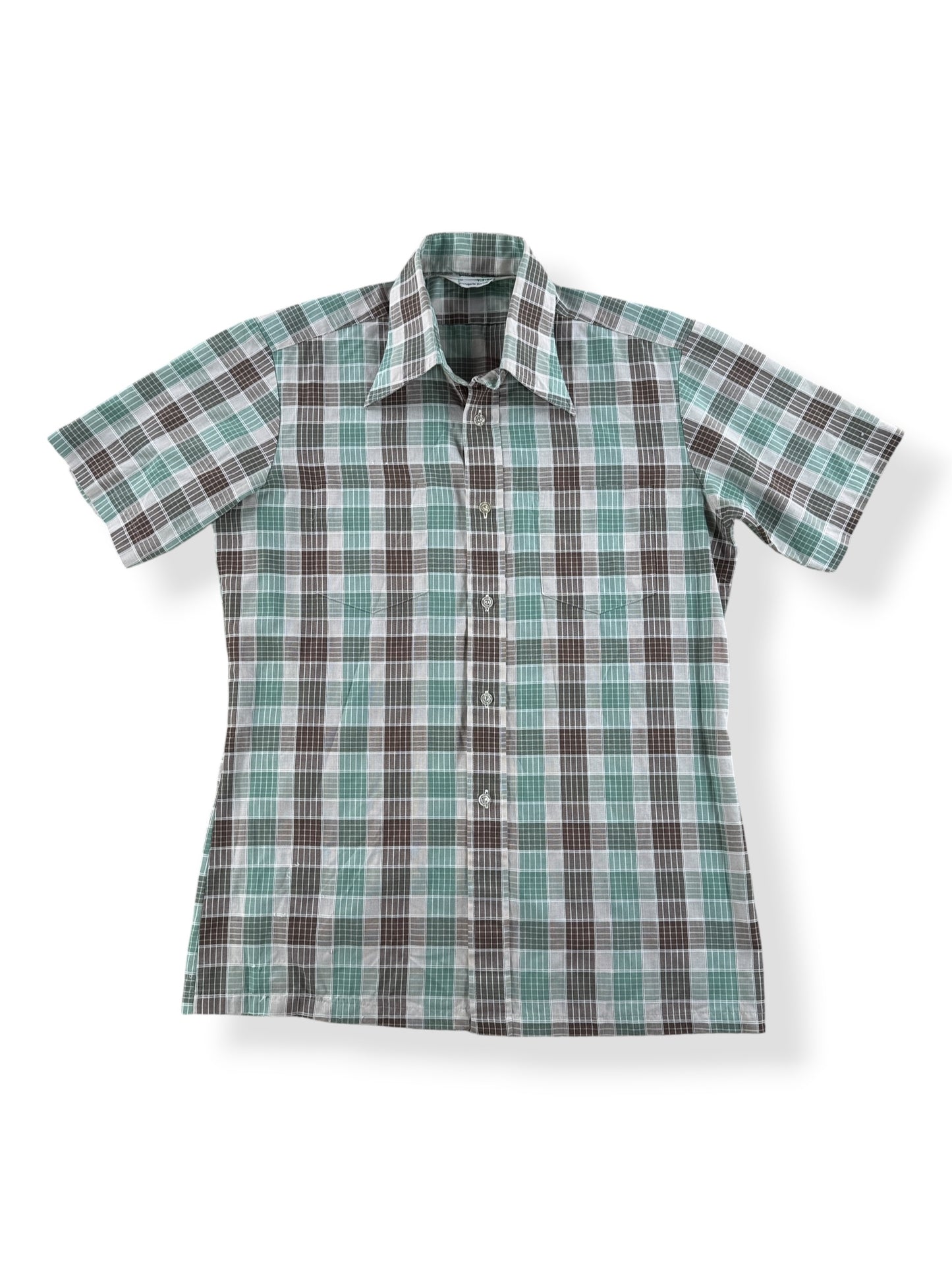 Front of Vintage For The VIP Short Sleeve Plaid Shirt SZ S