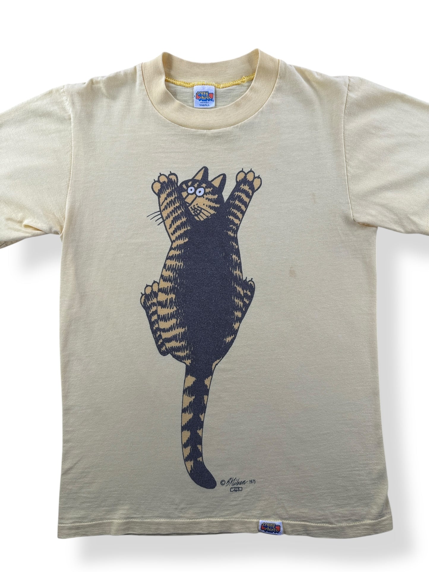 Front Close Up of Vintage Kliban Cat Tee SZ S