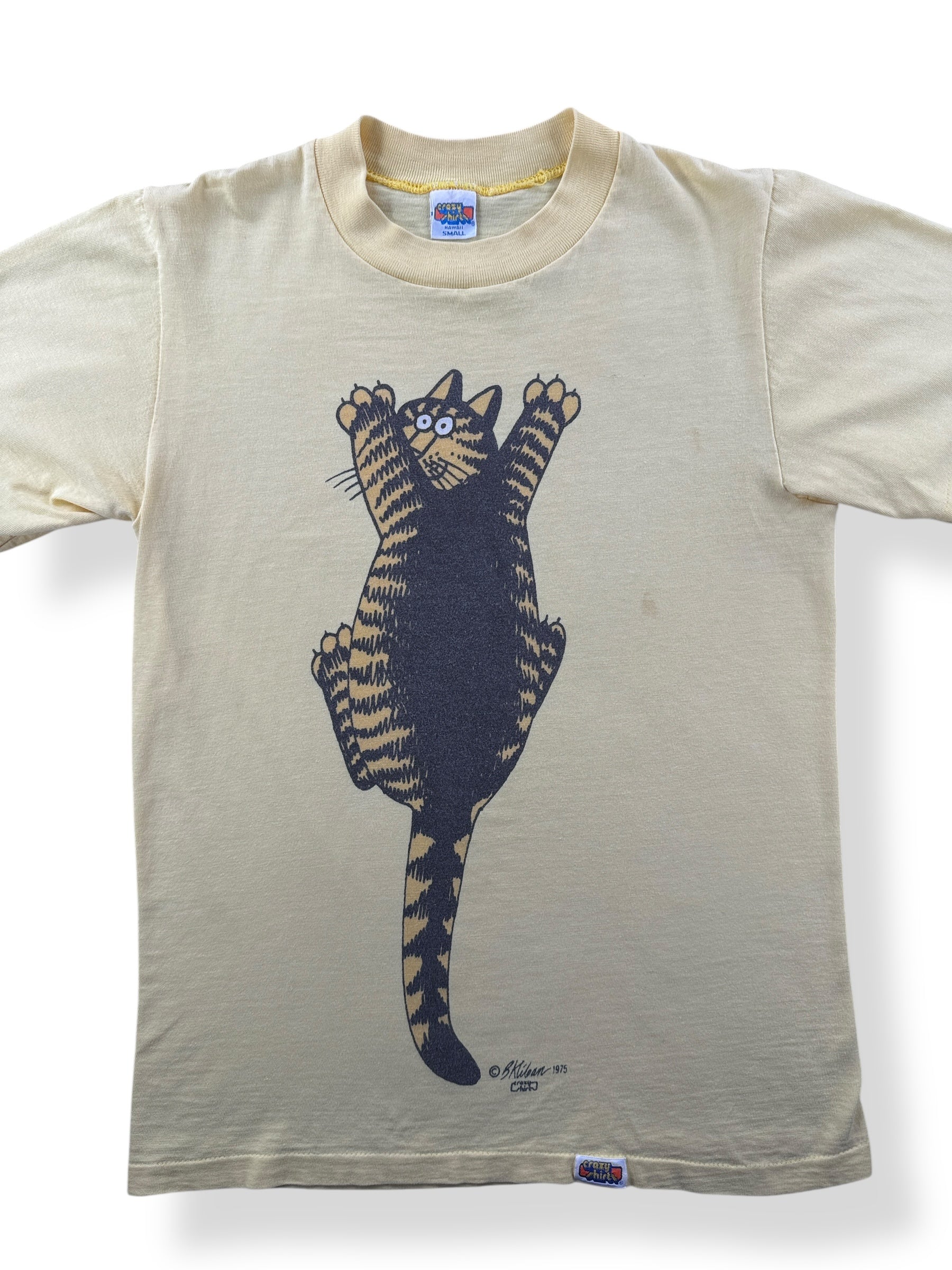 Front Close Up of Vintage Kliban Cat Tee SZ S