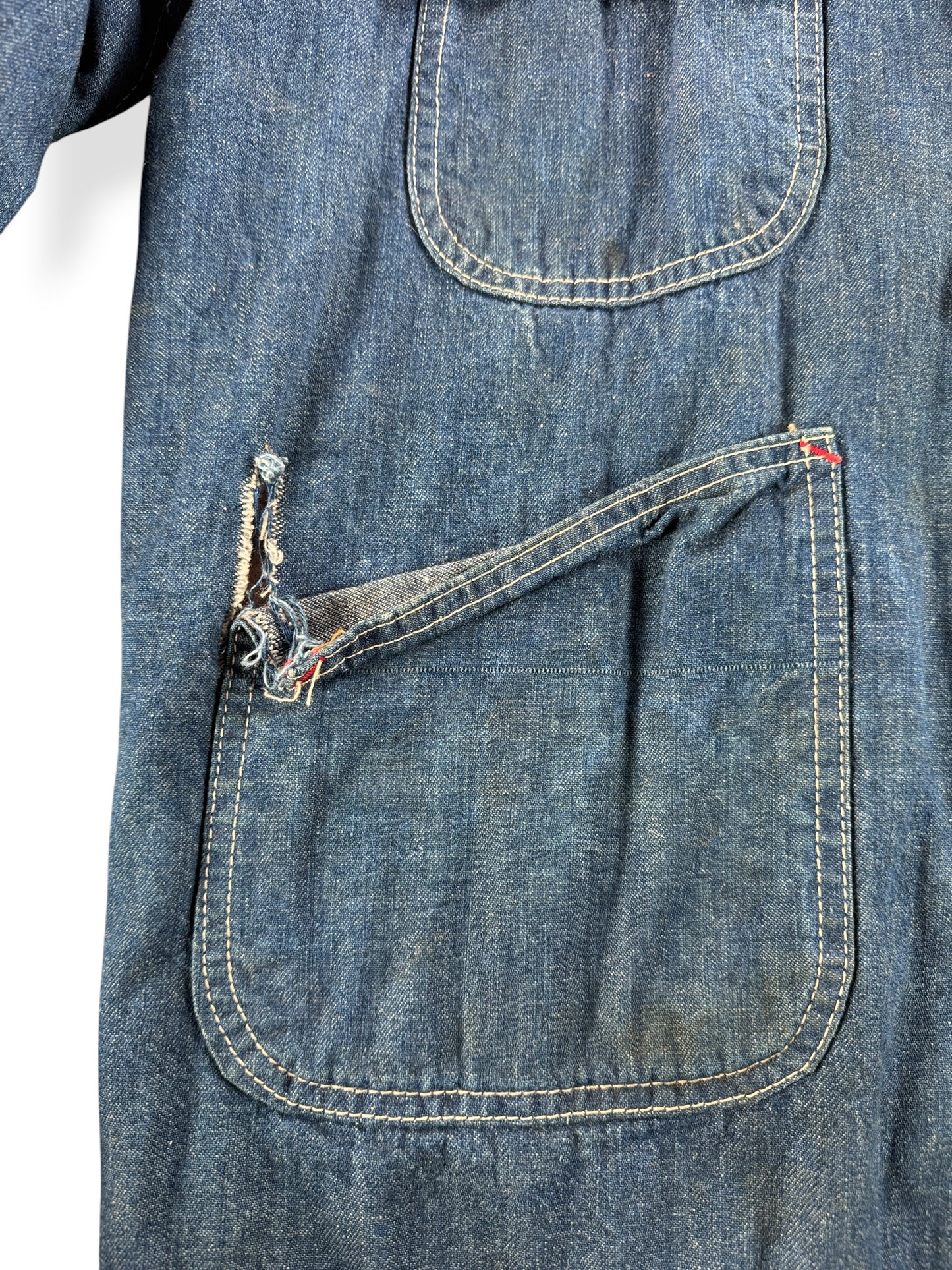 Torn Pocket on Vintage Montgomery Ward Quilted Chore Jacket SZ 44
