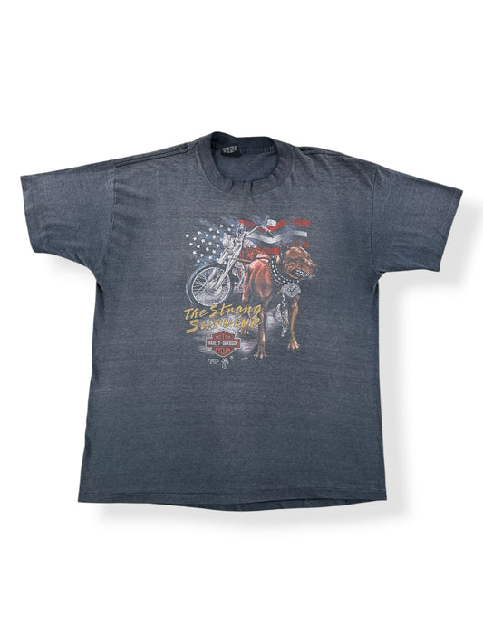 Front of Vintage 80s Harley 3D Emblem Tee SZ XXL (Fits L)