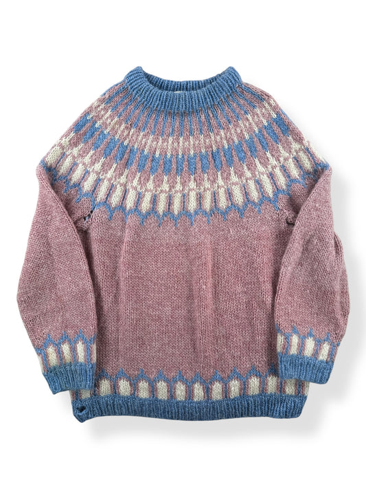 Front of Vintage Pink Nordic Sweater SZ L