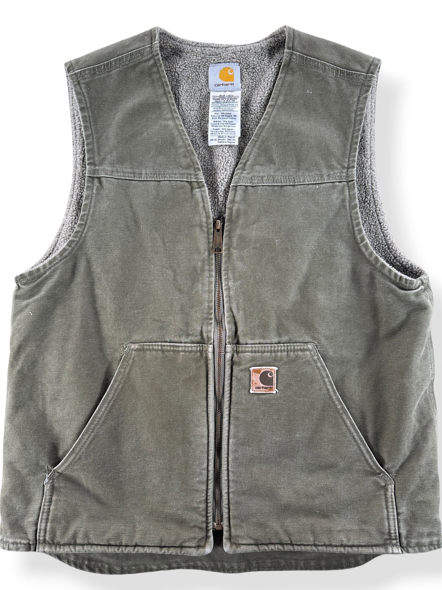 Front Close Up of Carhartt Shearling Vest SZ M