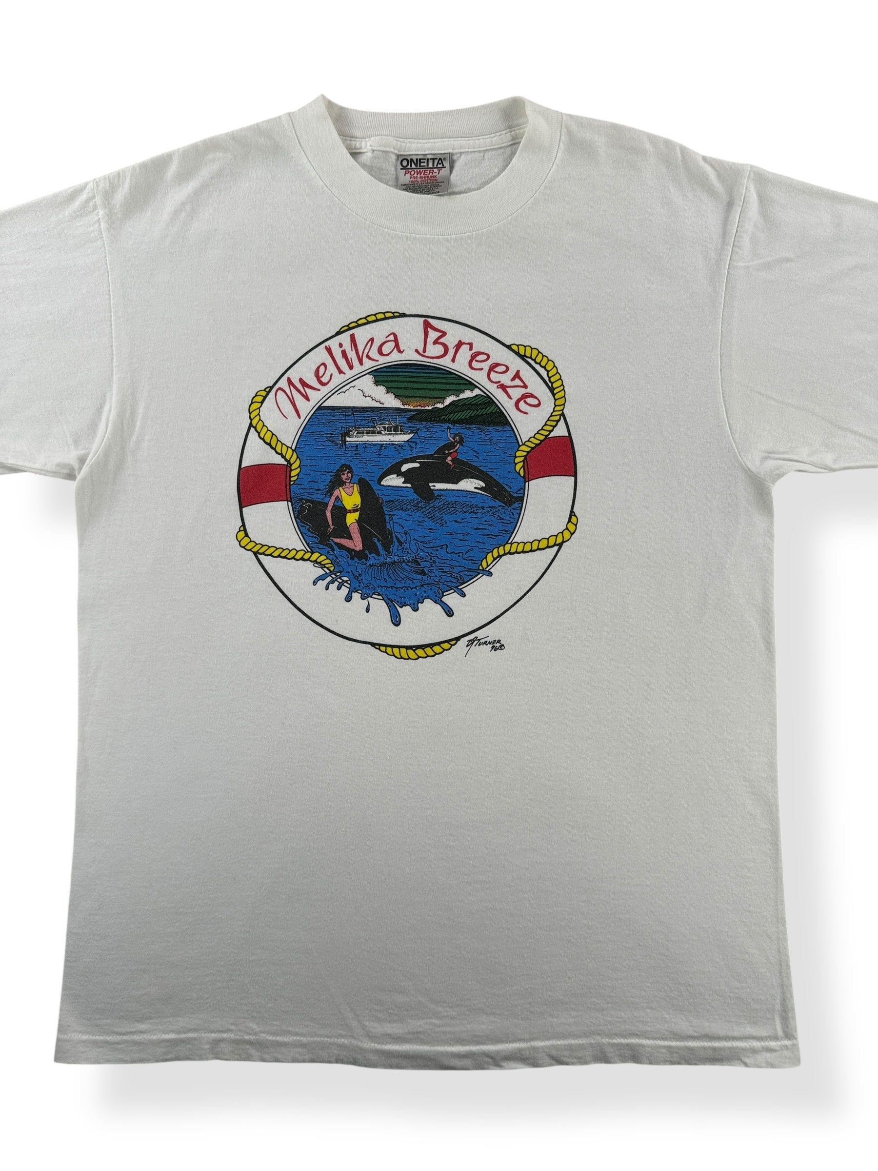 Front Close Up of Vintage Melika Breeze Tee SZ L