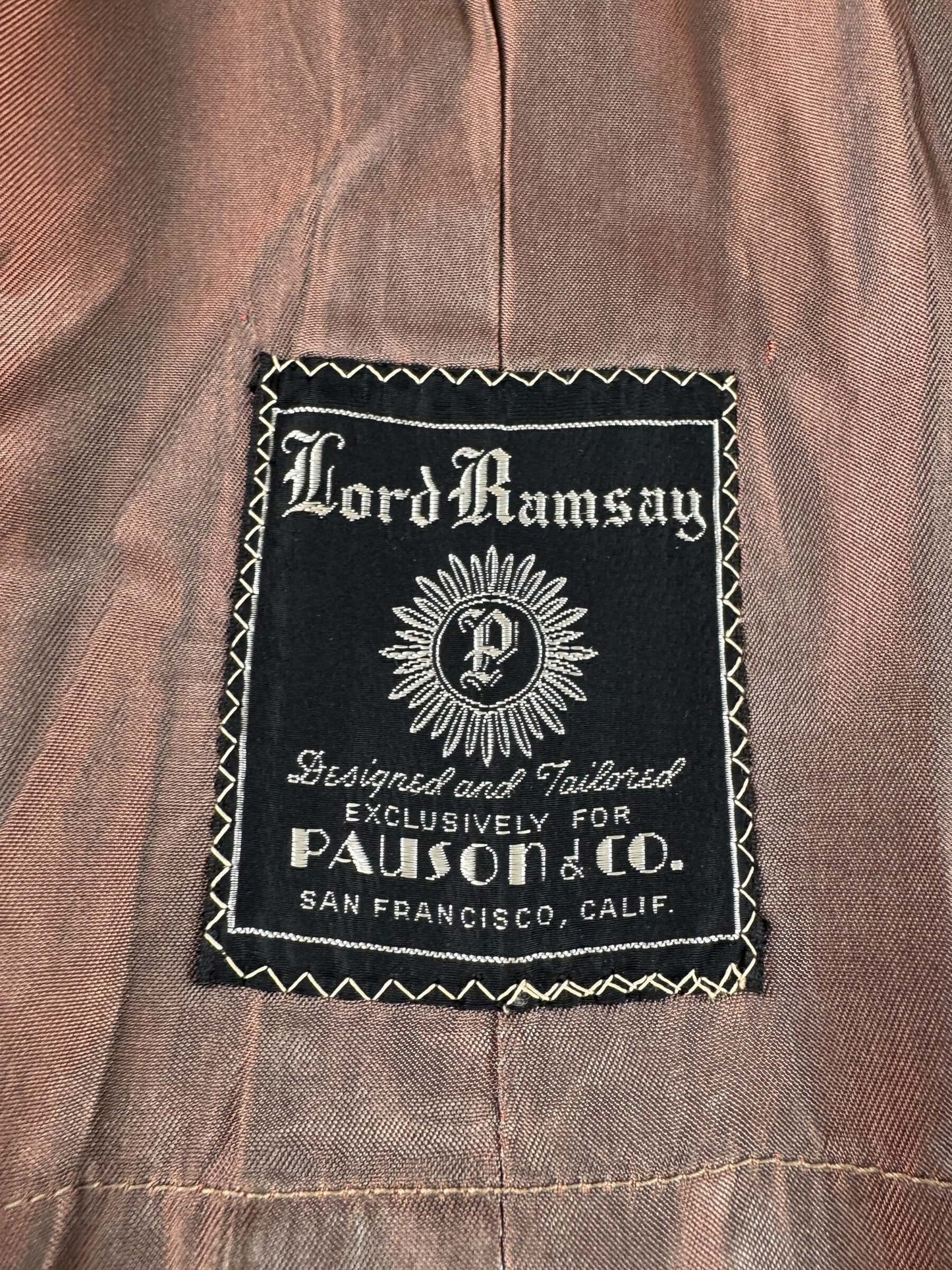 Label on Vintage Lord Ramsay Gabardine Trench Coat SZ XL