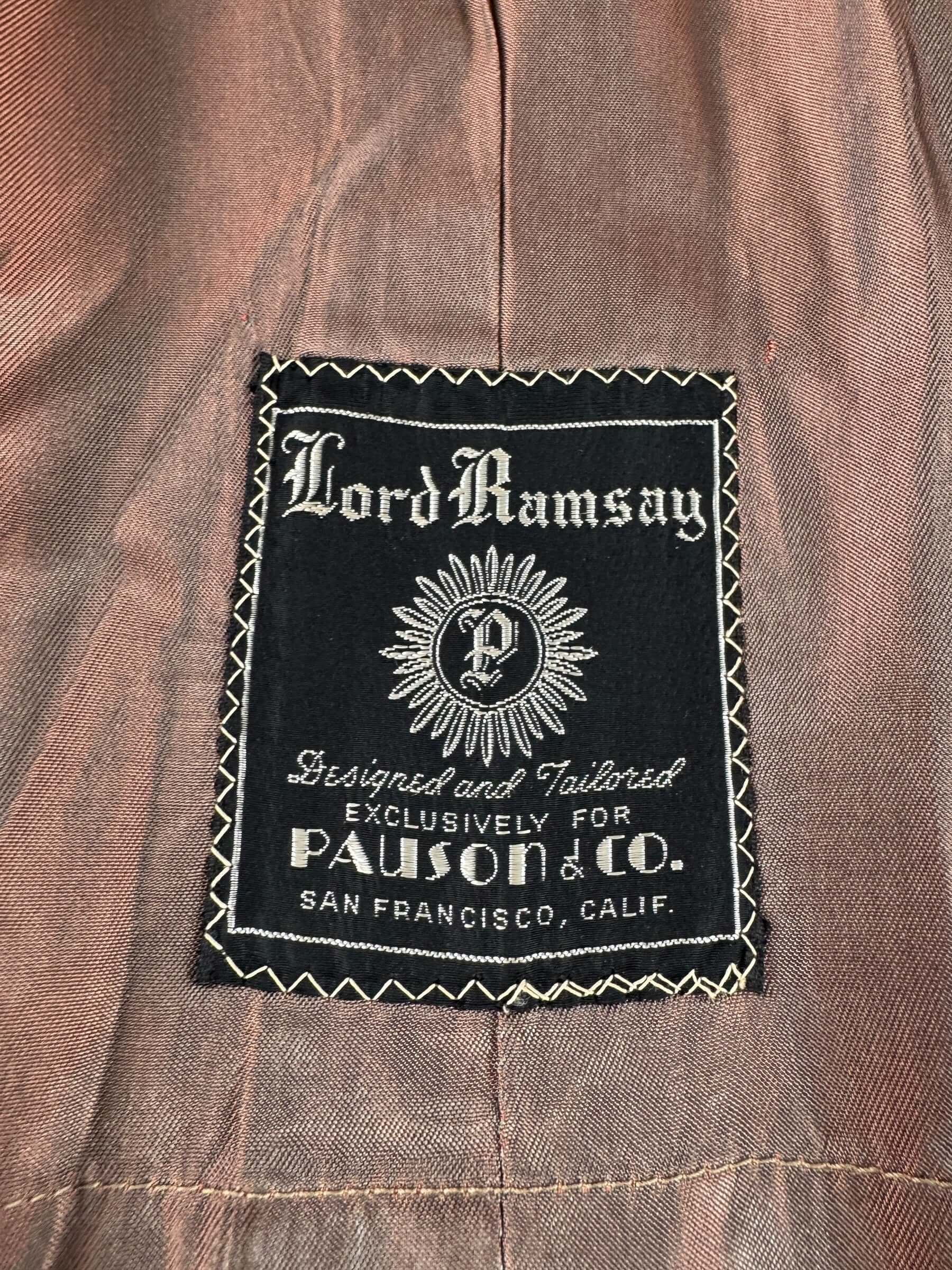 Label on Vintage Lord Ramsay Gabardine Trench Coat SZ XL