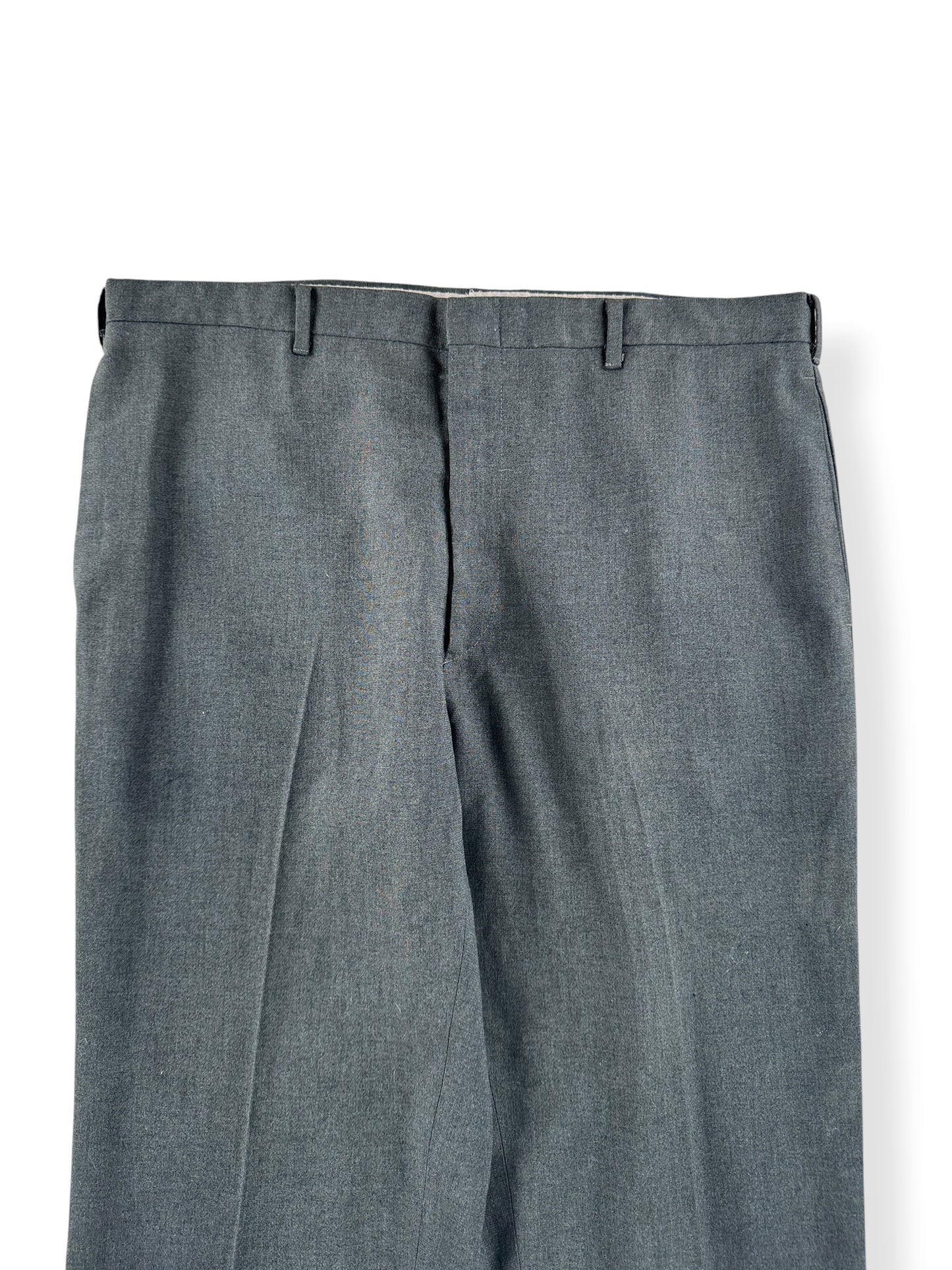 Front Close Up of Vintage Towncraft Grey Wool Dress Trousers W36