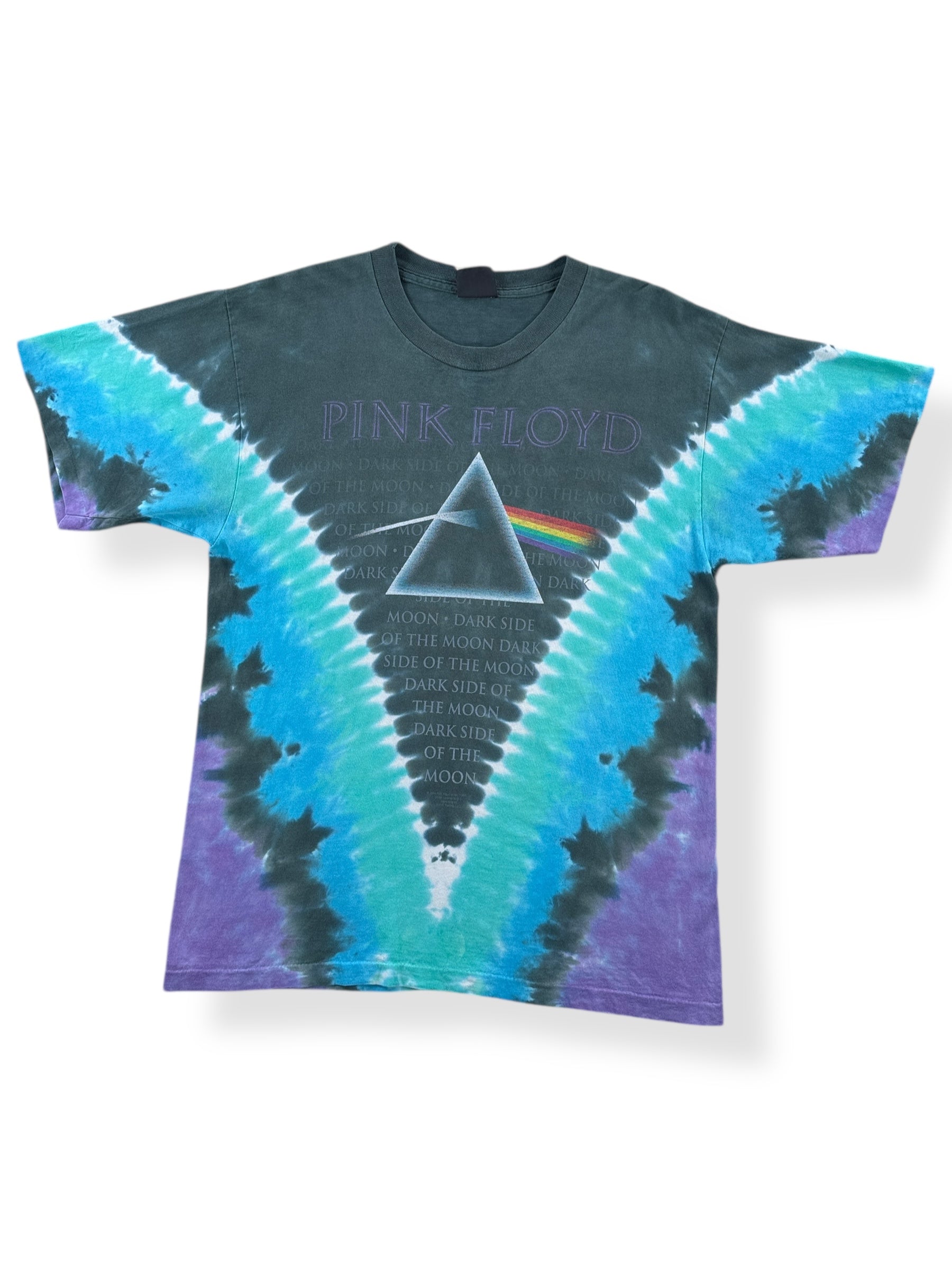 Front of Vintage Liquid Blue Pink Floyd Tie Dye Tee SZ M