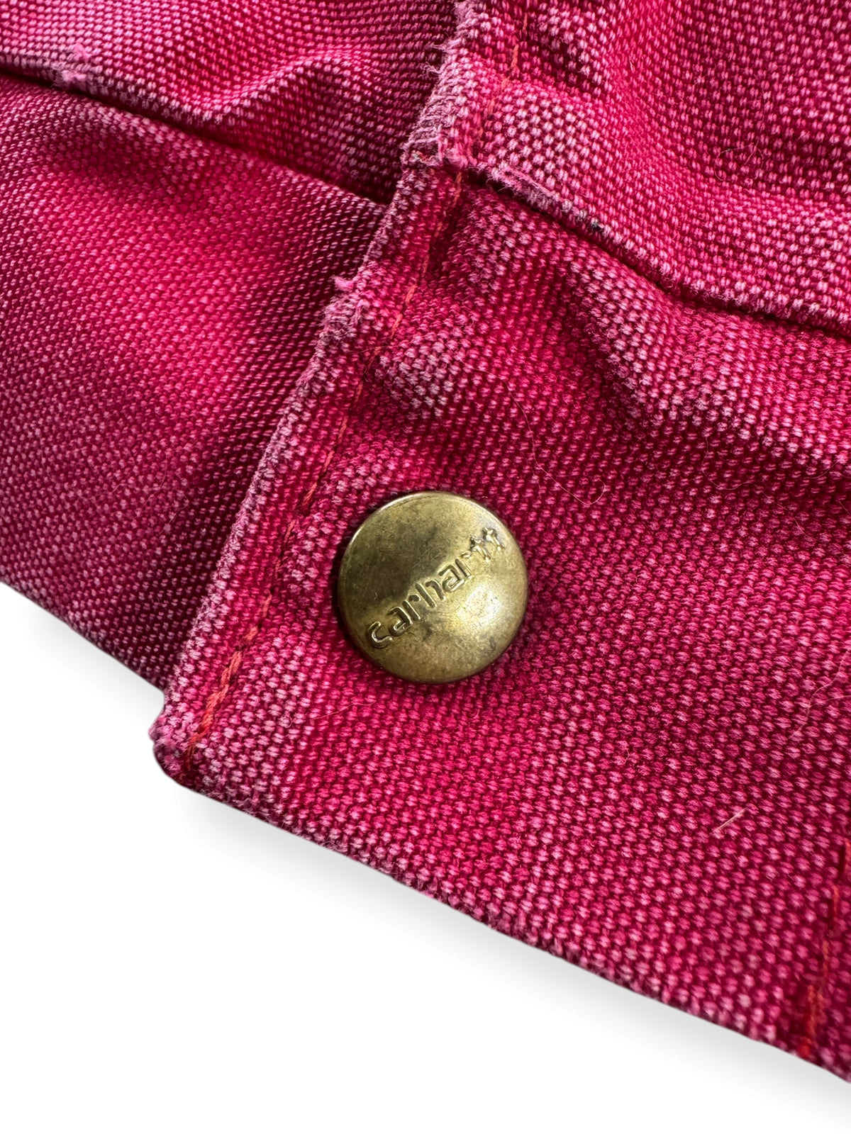 Snap button on bottom of Vintage Carhartt Red Round Collar Santa Fe Jacket SZ XL