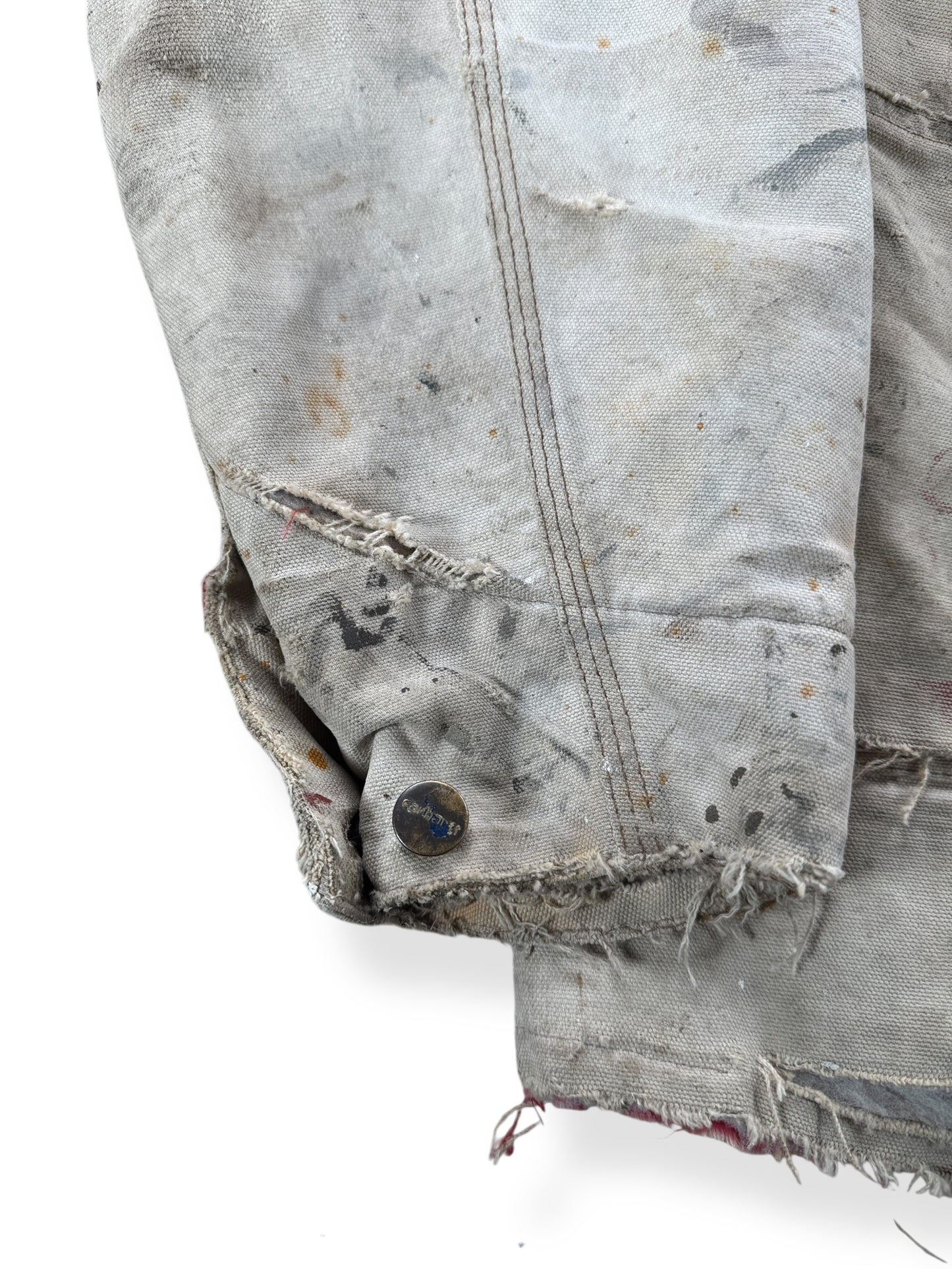 Wear on Vintage Carhartt Thrashed Quilted Chore Coat SZ XXL