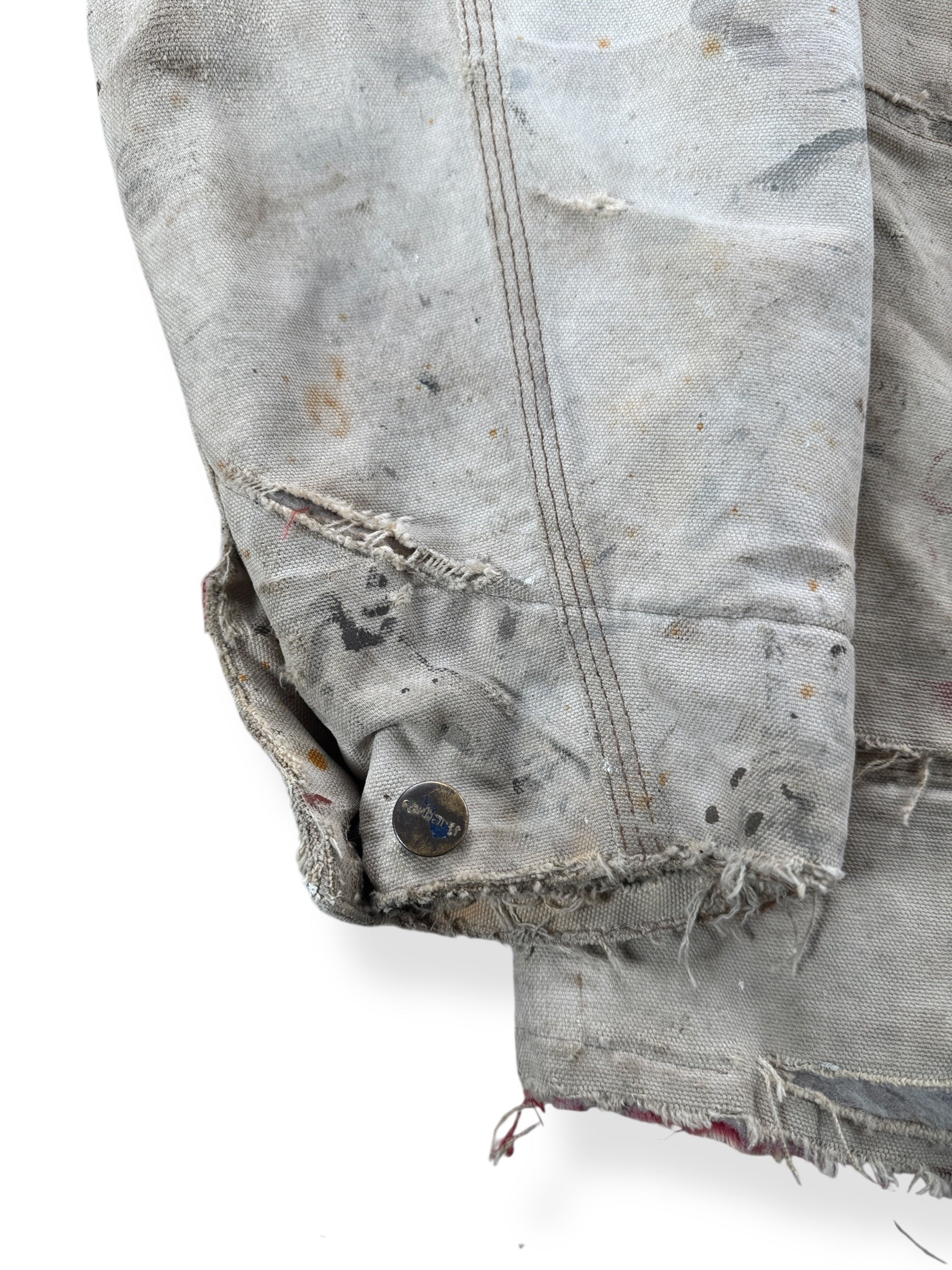 Wear on Vintage Carhartt Thrashed Quilted Chore Coat SZ XXL