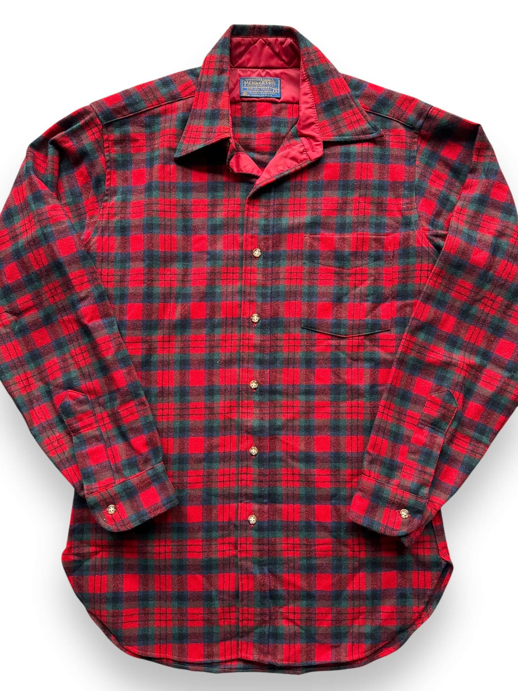 front of Vintage Pendleton Red/Green Plaid Flannel SZ S