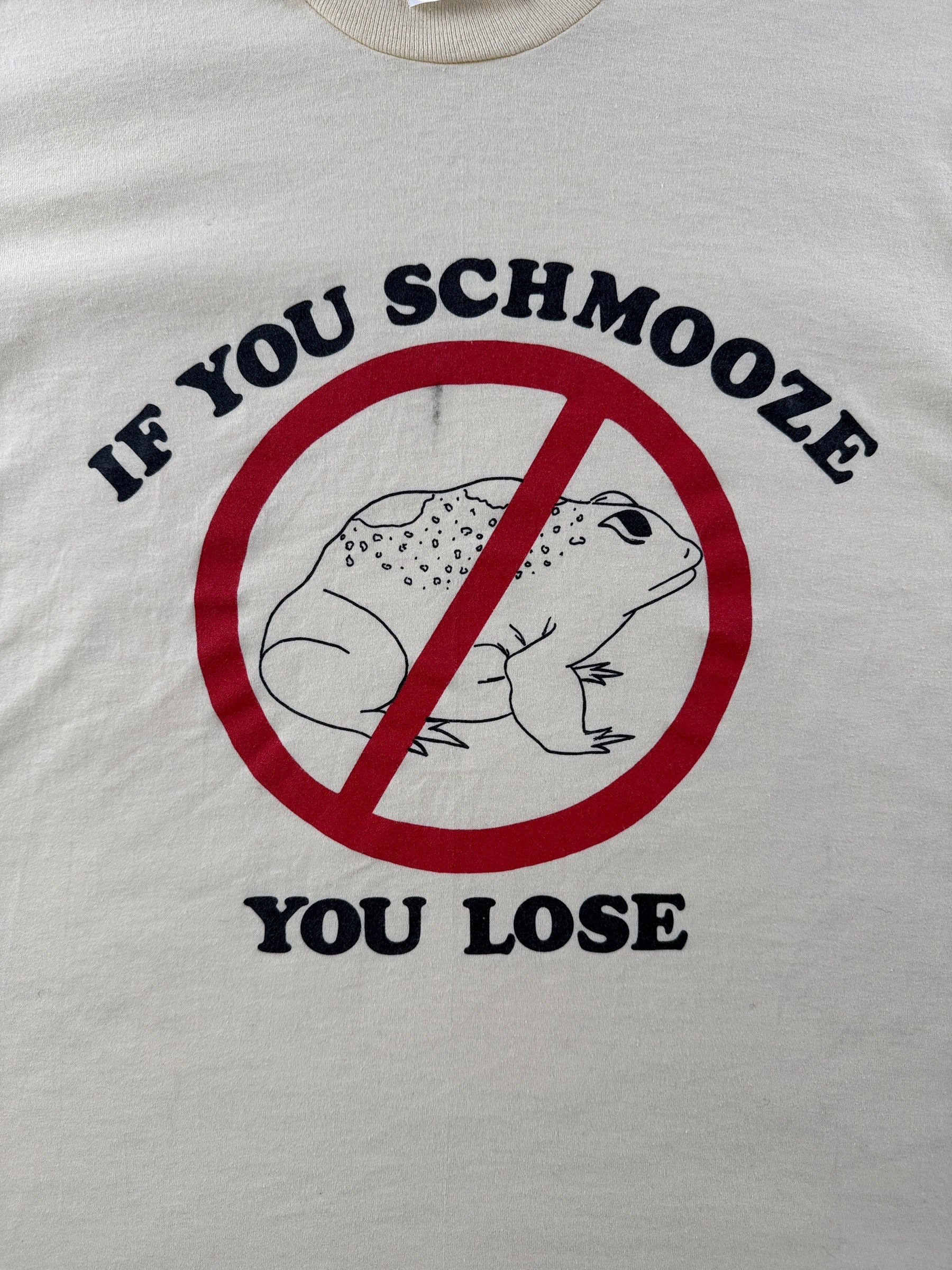 Graphic on Vintage If You Schmooze Anti-Toad Tee SZ L (Fits M)