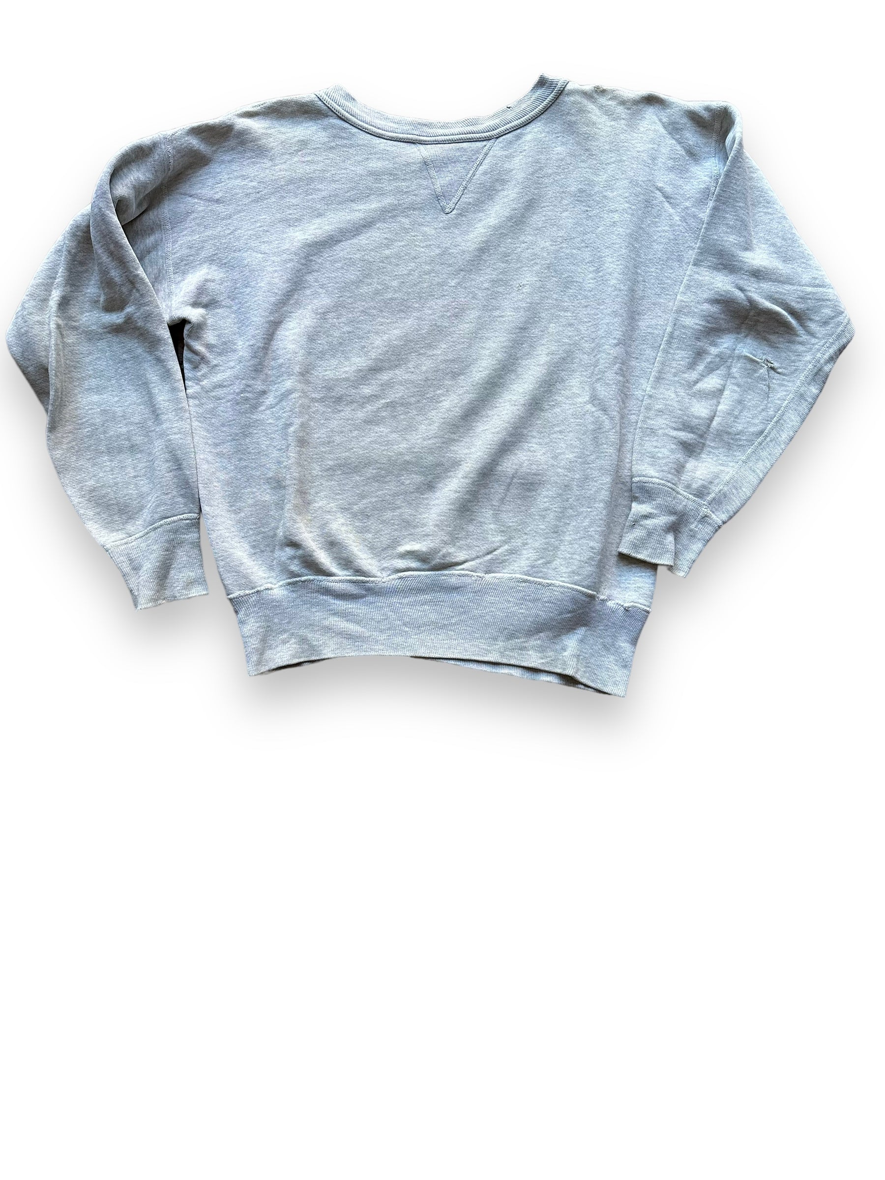 Front View of Vintage Heather Grey Single V Sweatshirt SZ L | Vintage Waffle Sweatshirt Seattle | Barn Owl Vintage Clothing