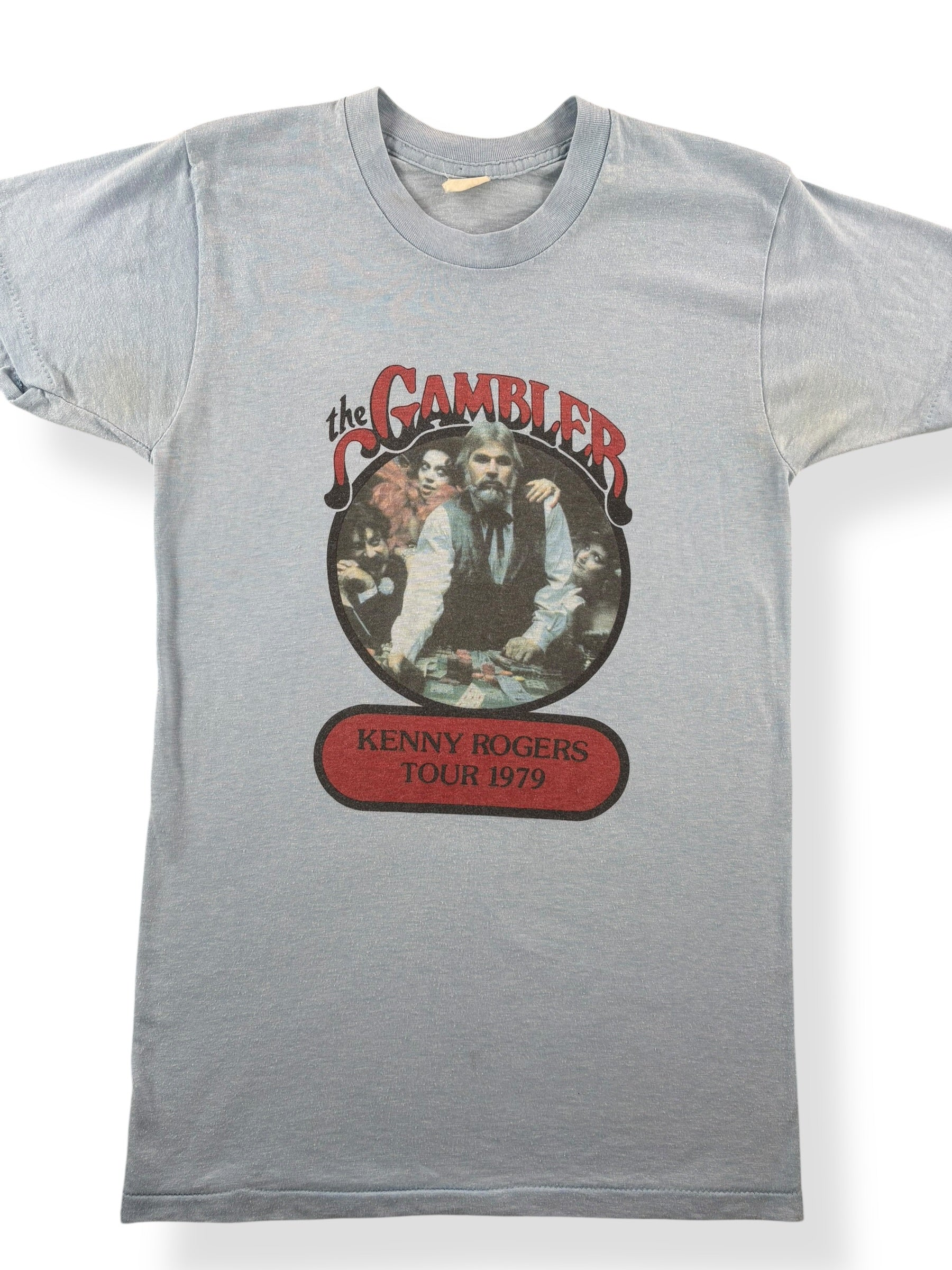 Front Close Up of Vintage Kenny Rogers The Gambler Tee SZ M (Fits XS)