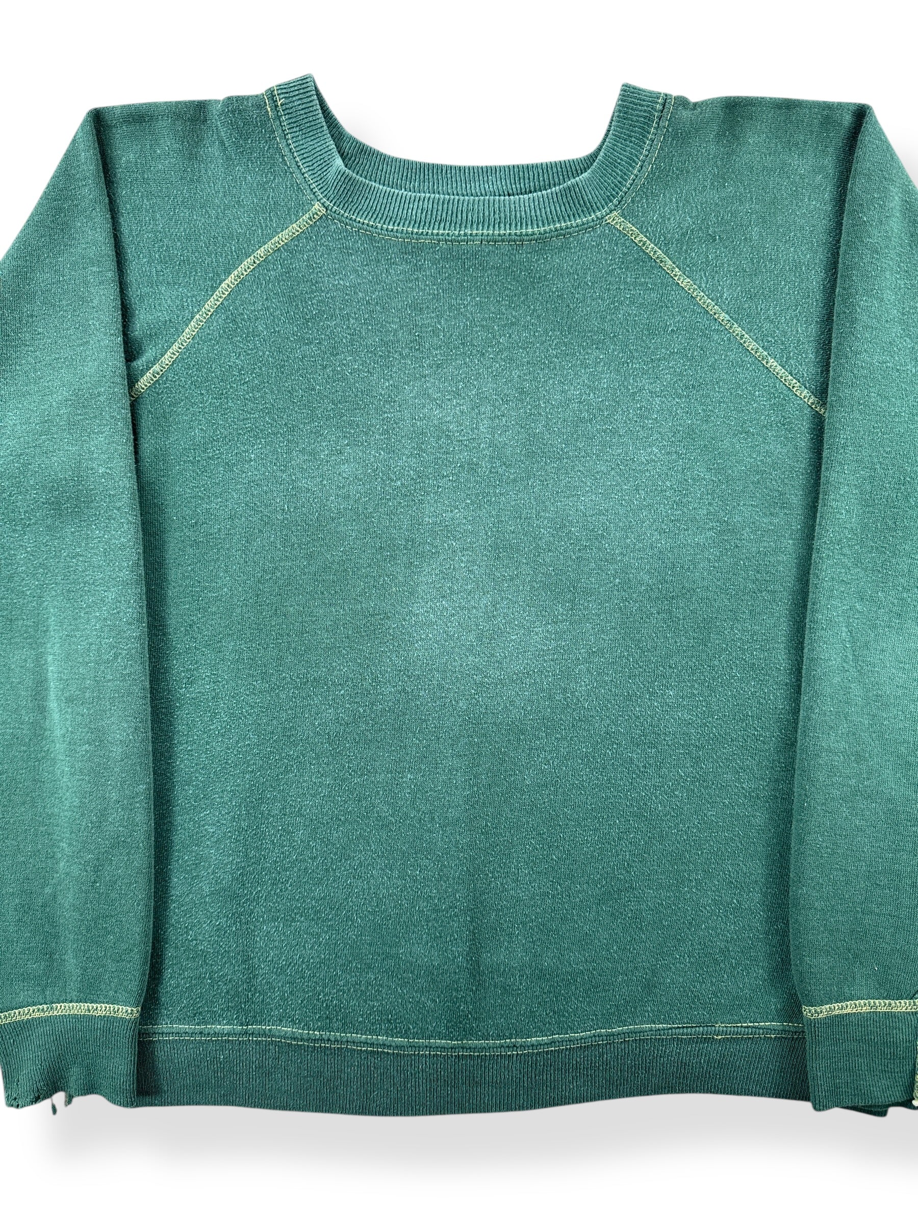 Front Close Up of Vintage Penney's Forest Green Crewneck SZ S