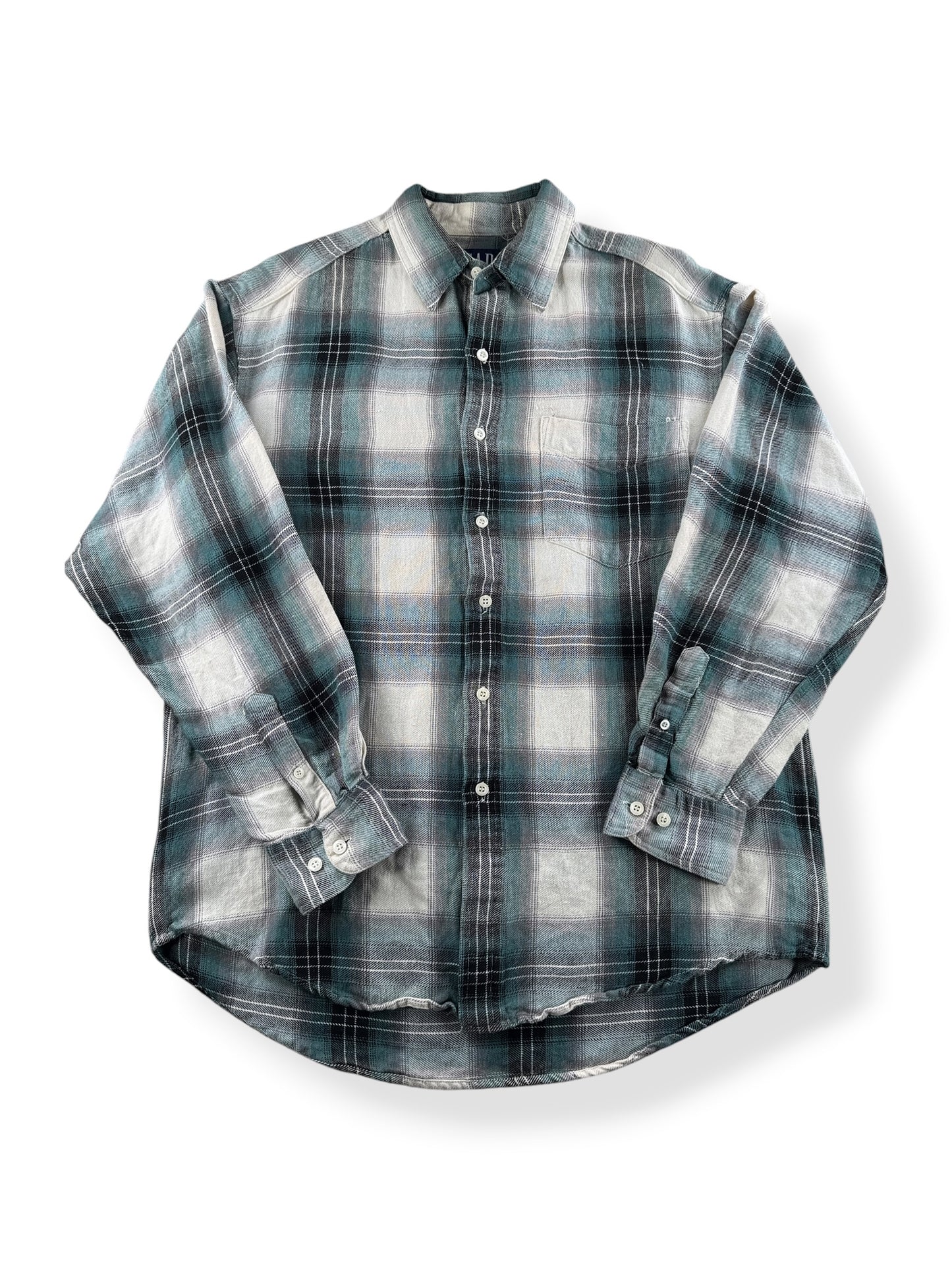 Front of Vintage 90s GAP Shadowplaid Rayon Shirt SZ M
