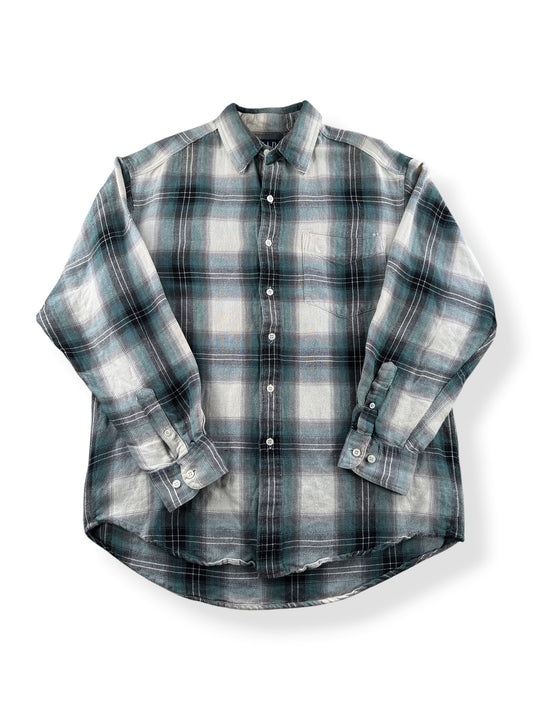 Front of Vintage 90s GAP Shadowplaid Rayon Shirt SZ M